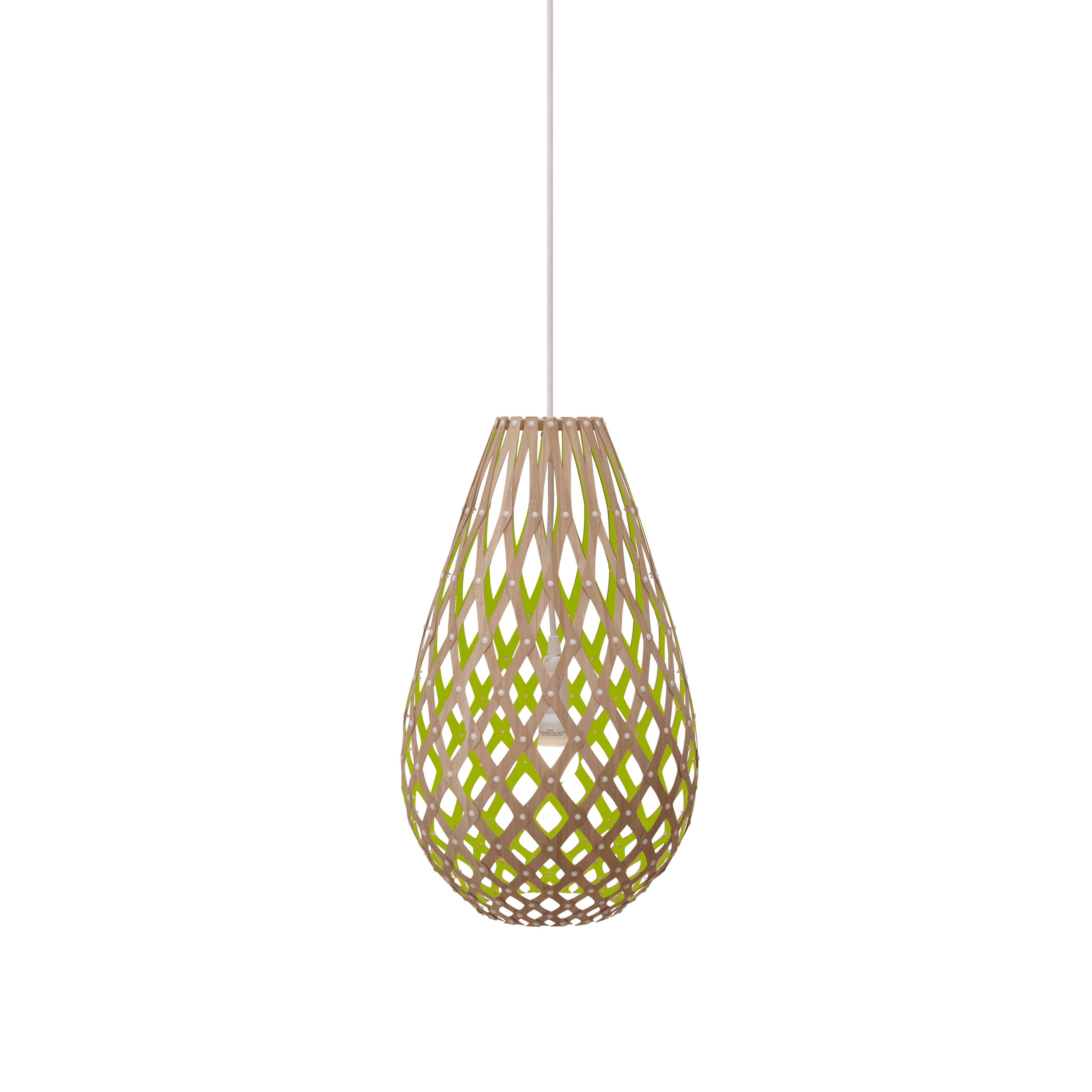 Kōura Pendant Light: Small + Bamboo + Lime + White
