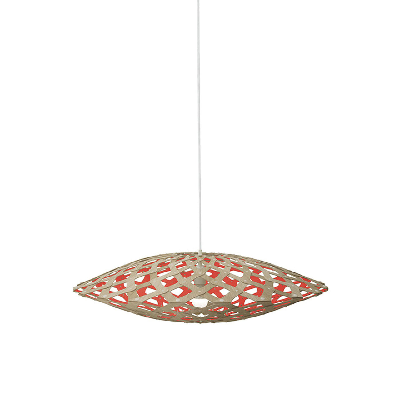 Flax Pendant Light: Small + Bamboo + Red + White