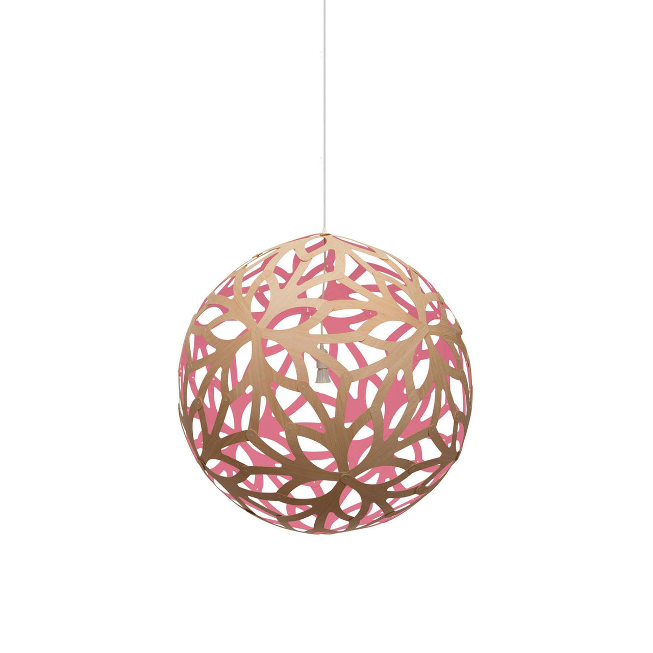 Floral Pendant Light: Medium + Bamboo + Pink + White