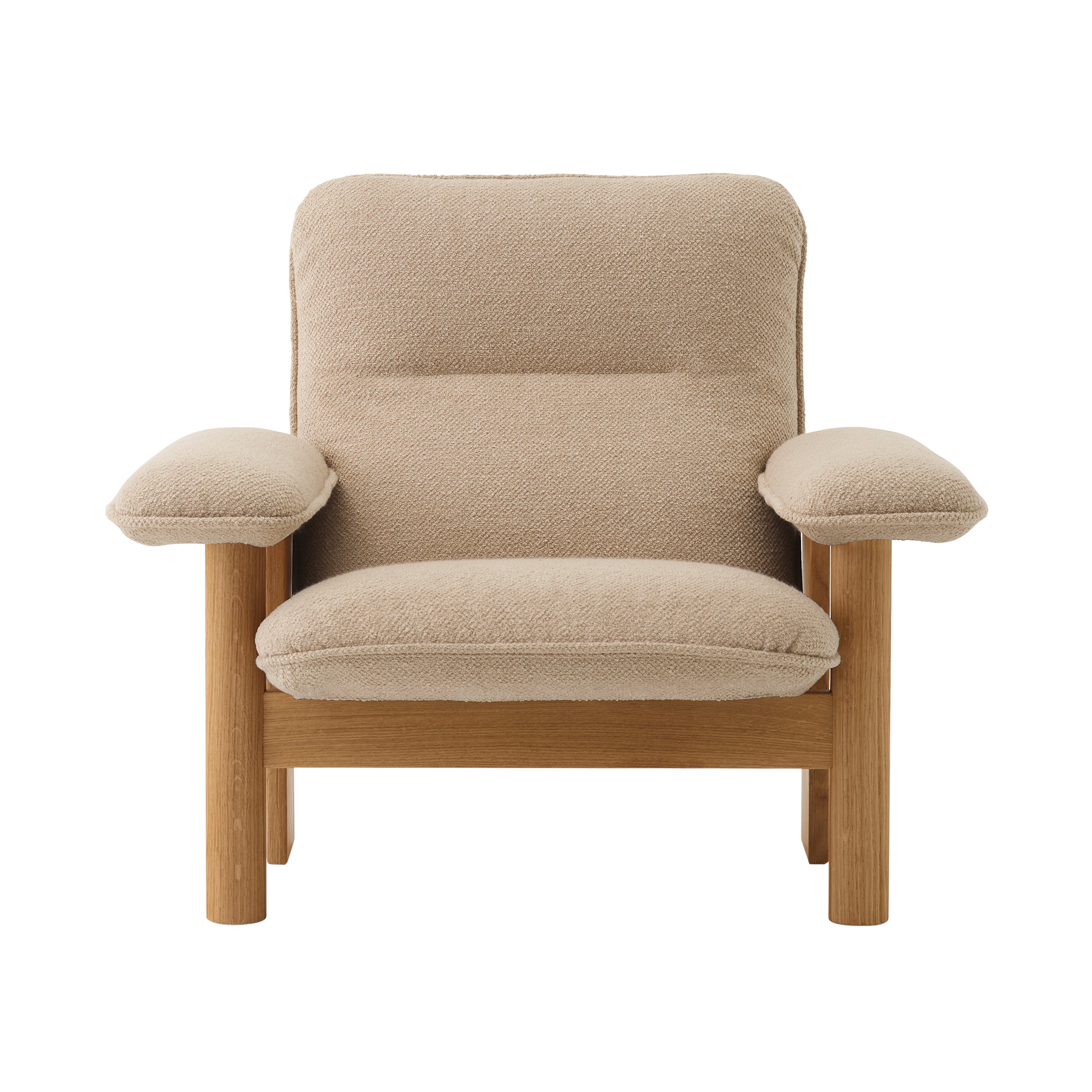 Brasília Lounge Chair: Upholstered + Natural Oak + Boucle 02
