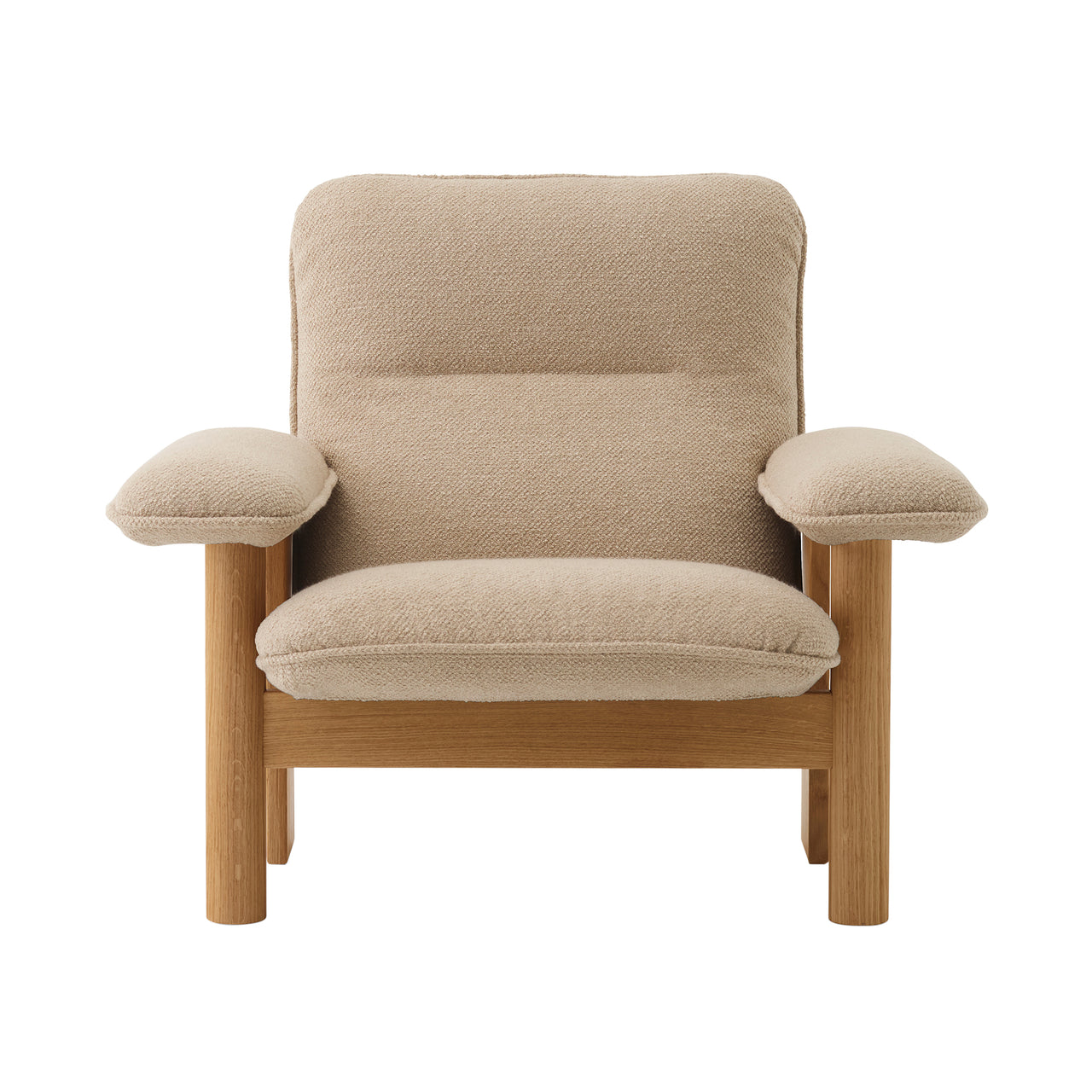 Brasília Lounge Chair: Upholstered + Natural Oak + Boucle 02