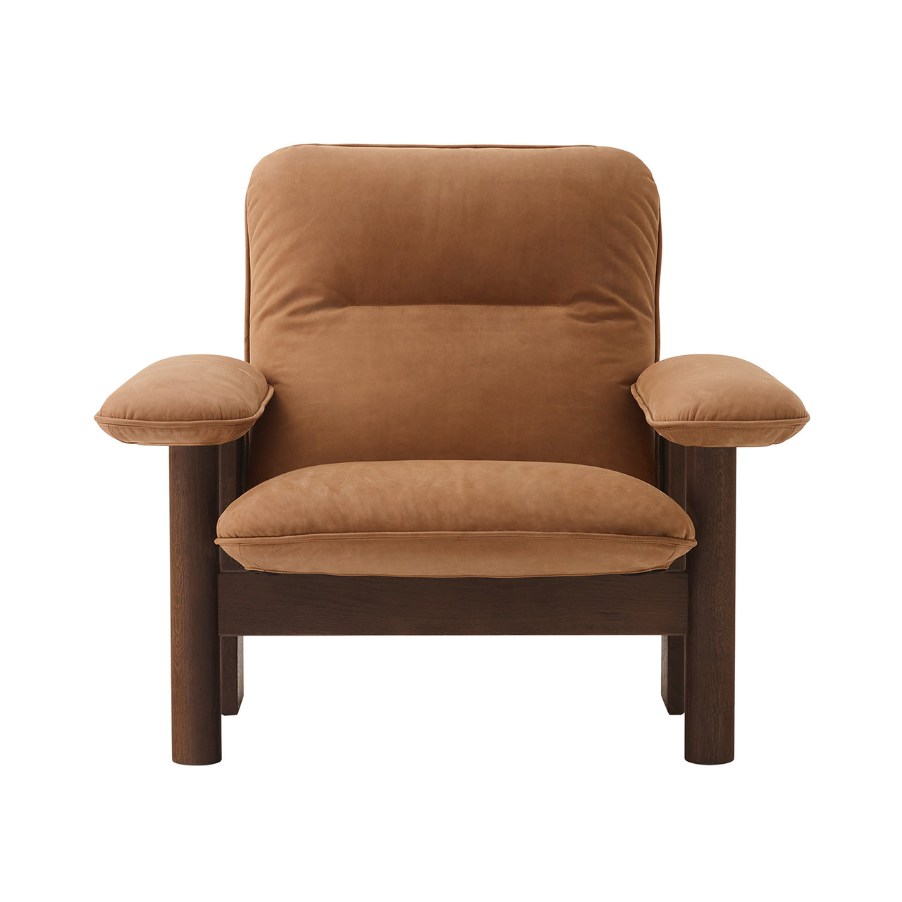 Brasilia Lounge Chair: High Back Upholstered + Walnut + Dunes 21004