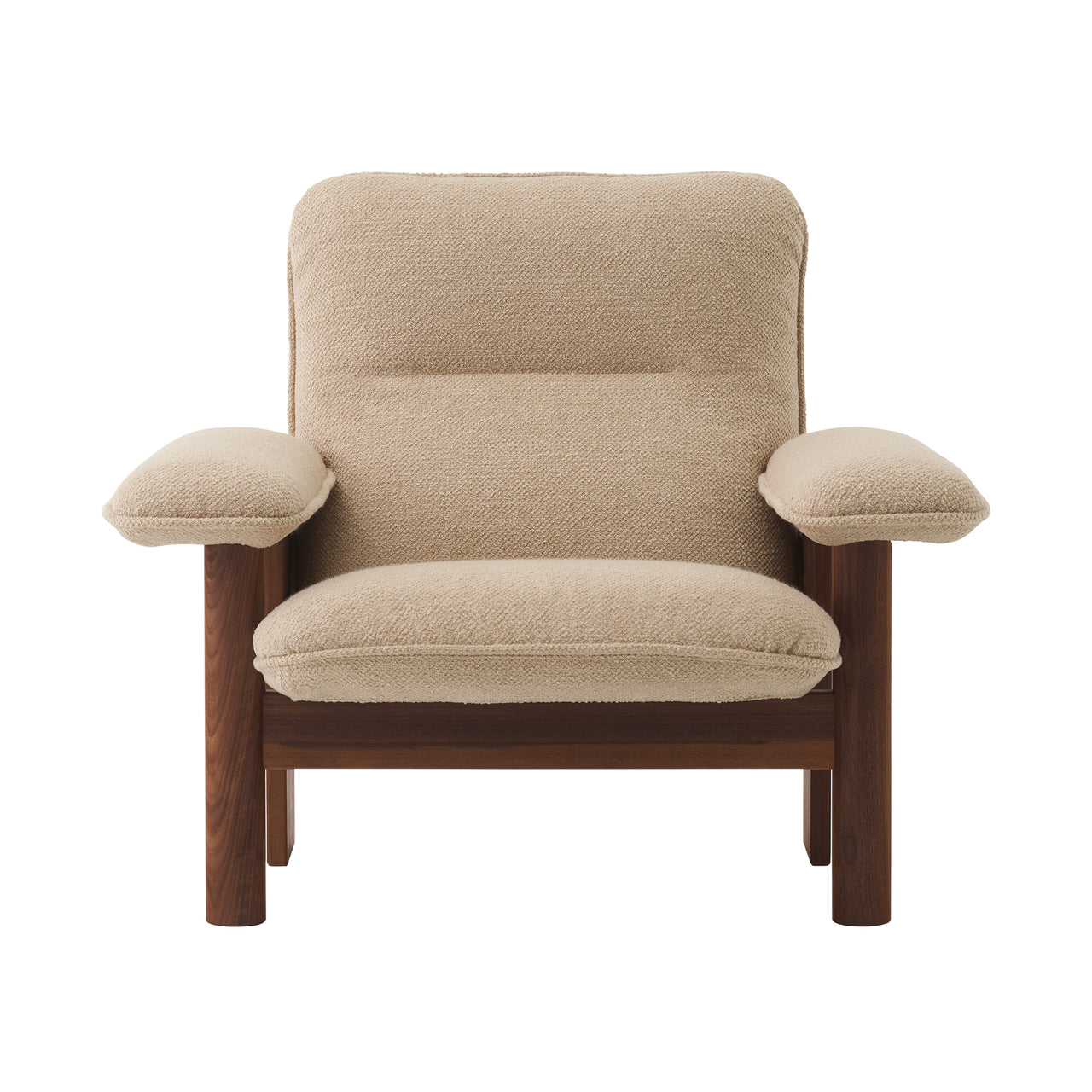 Brasília Lounge Chair: Upholstered + Dark Stained Oak + Boucle 02