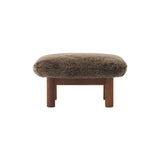 Brasília Ottoman: Upholstered + Walnut + Sheepskin Root