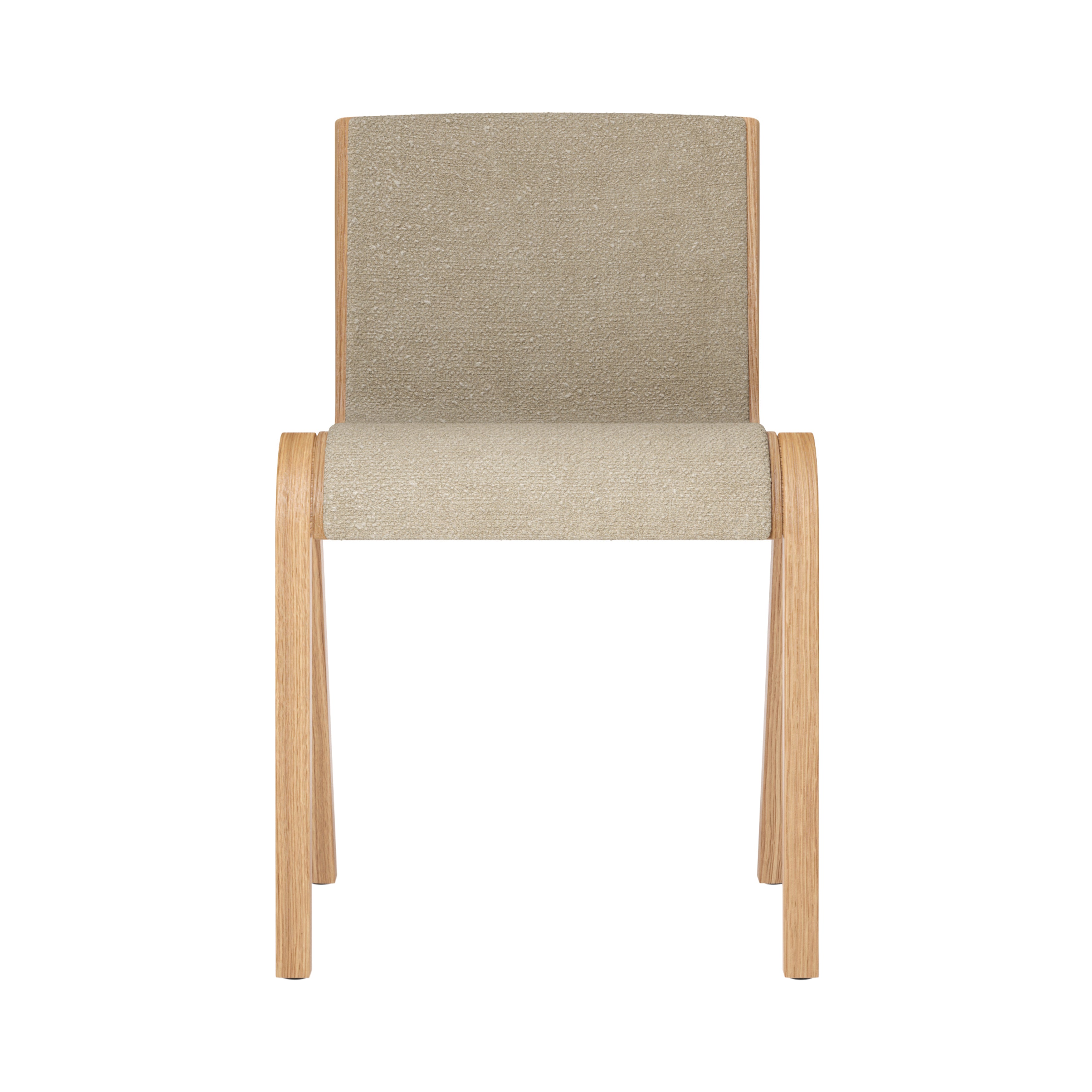 Ready Dining Chair: Front Upholstered + Natural Oak + Boucle 02