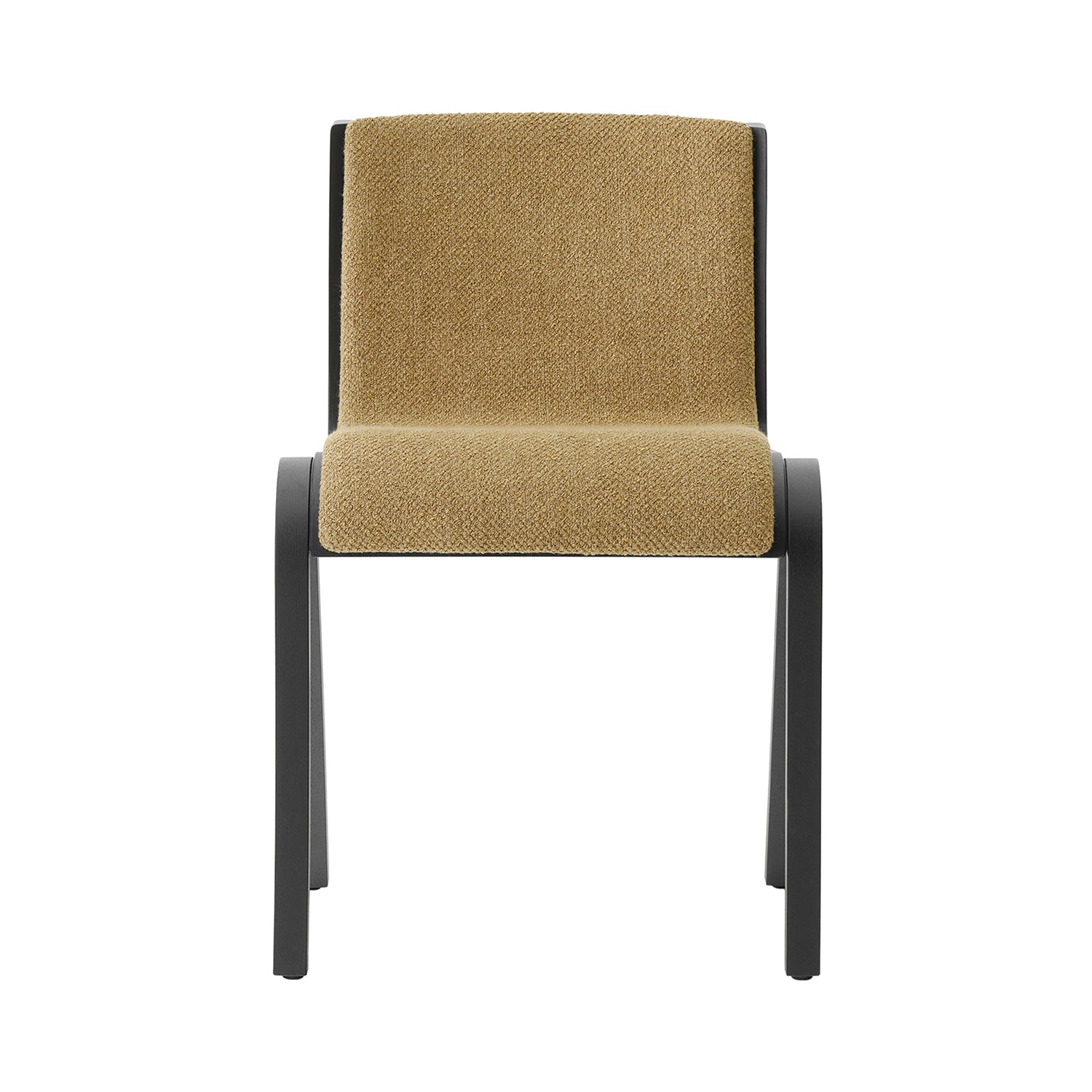 Ready Dining Chair: Front Upholstered + Black Painted Oak + Boucle 06
