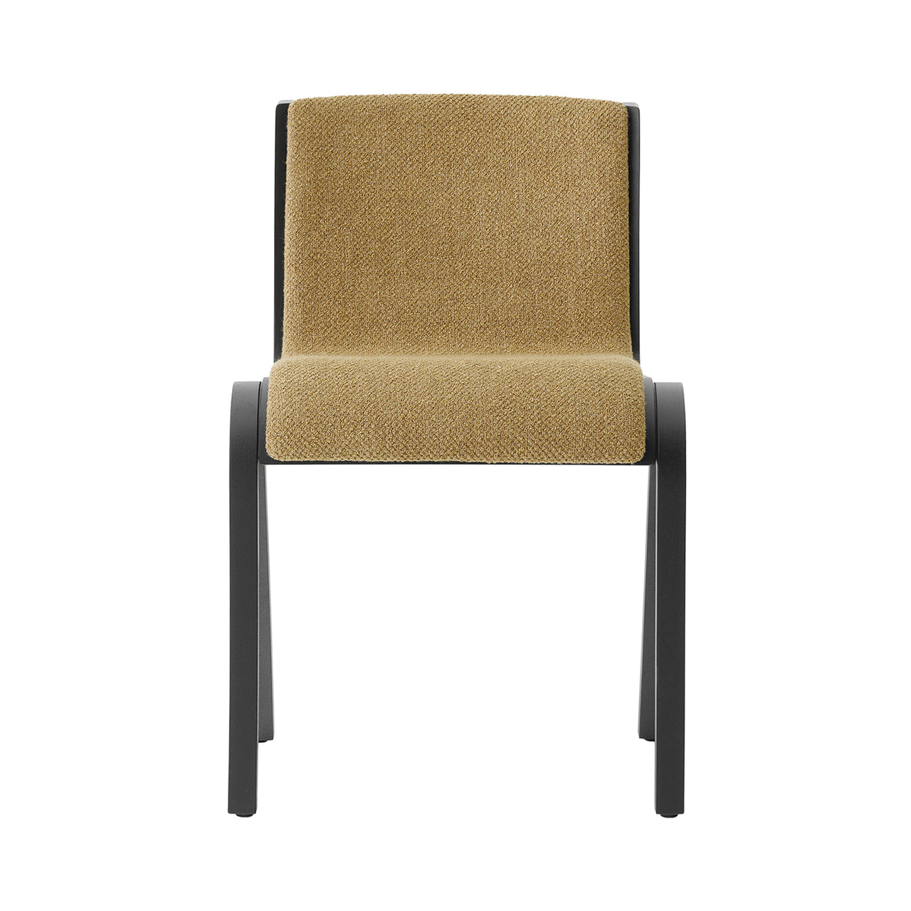 Ready Dining Chair: Front Upholstered + Black Painted Oak + Boucle 06