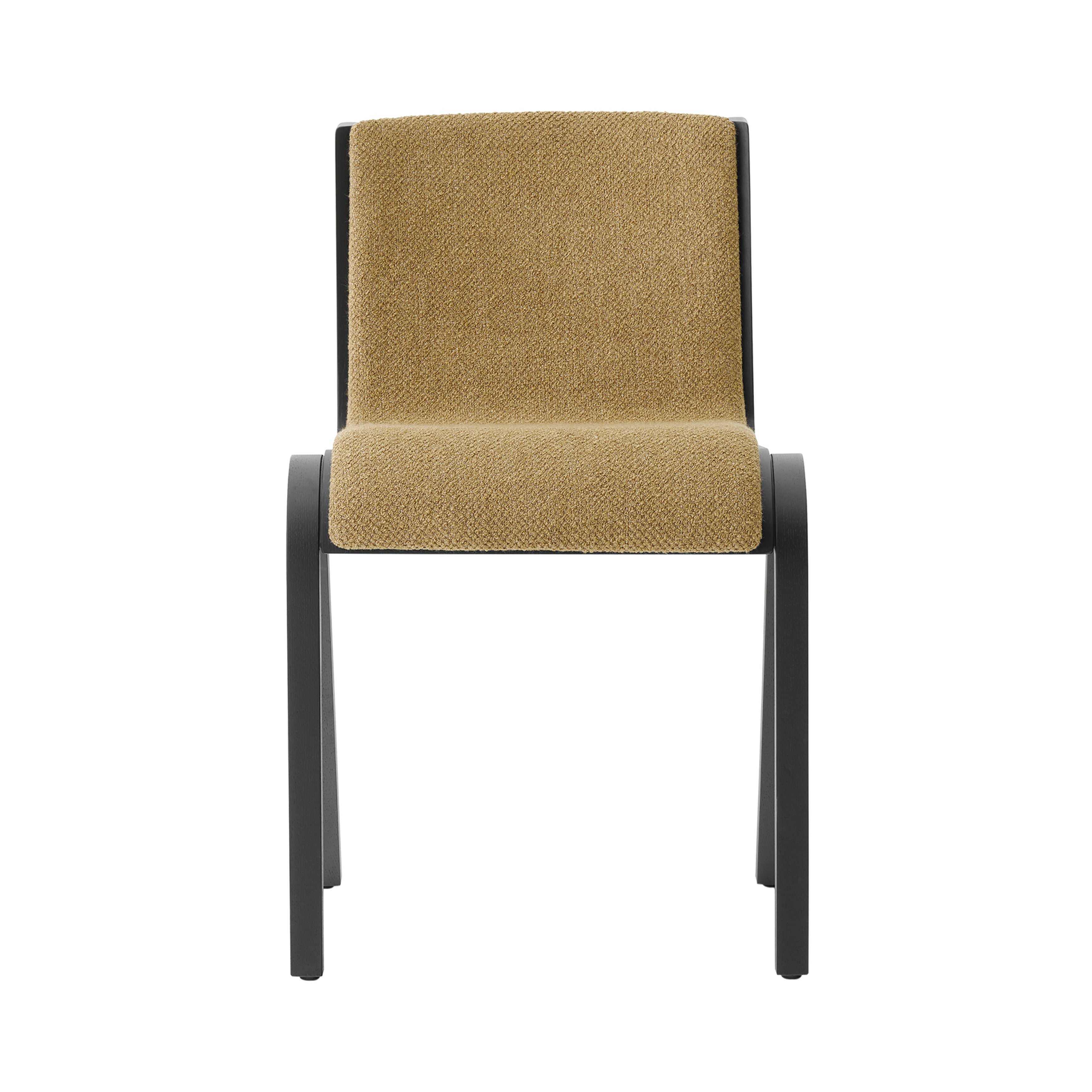 Ready Dining Chair: Front Upholstered + Black Painted Oak + Boucle 06
