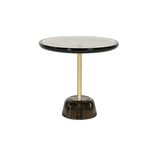 Pina Table: Low + Light Grey + Brass