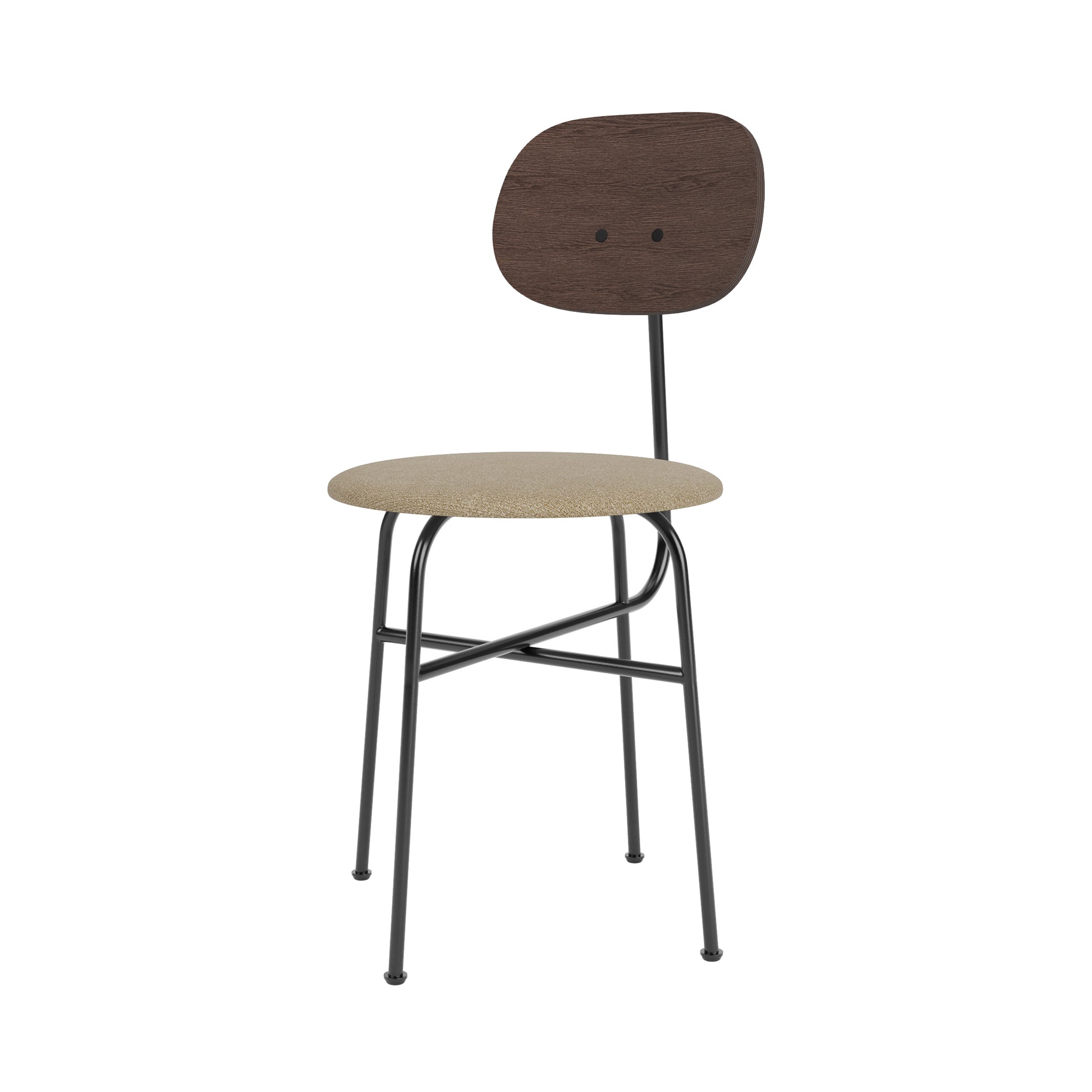 Afteroom Dining Chair Plus: Steel Base + Seat Upholstered + Dark Stained Oak + Boucle 02