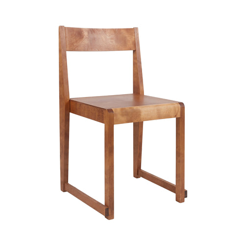 01 Stacking Chair: Warm Brown Birch + Without Cushion