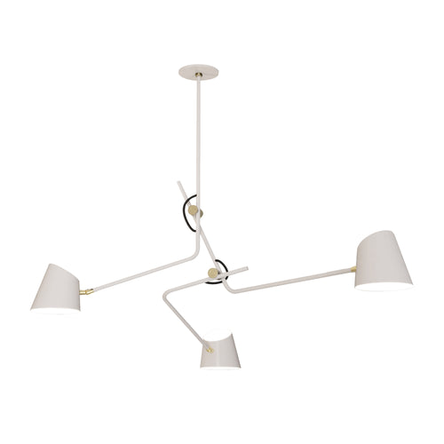 Hartau Triple Ceiling Lamp: Matte White + Brass
