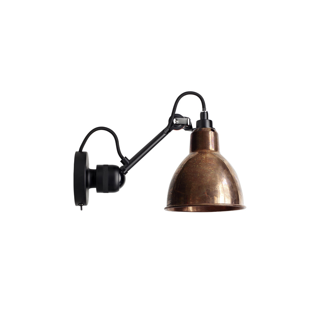 Lampe Gras N°304 Lamp with Switch: Black + Raw Copper + Round