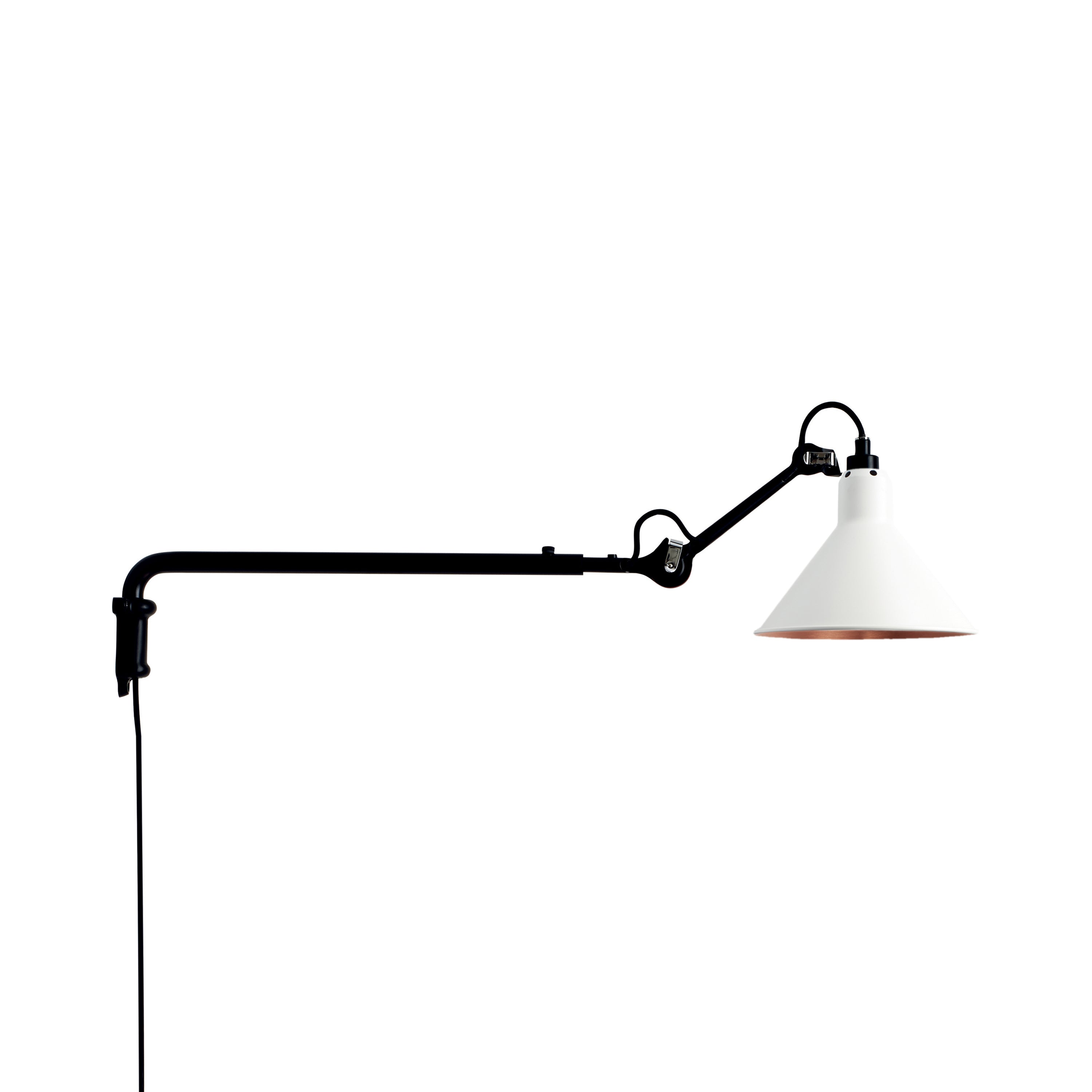 Lampe Gras N°203 Lamp: White + Copper + Conic
