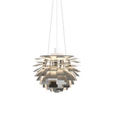 PH Artichoke Pendant: Small + Stainless Steel + White