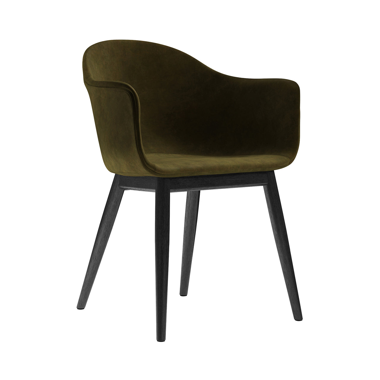 Harbour Dining Chair: Wood Base Upholstered + Black Oak +  Champion 035