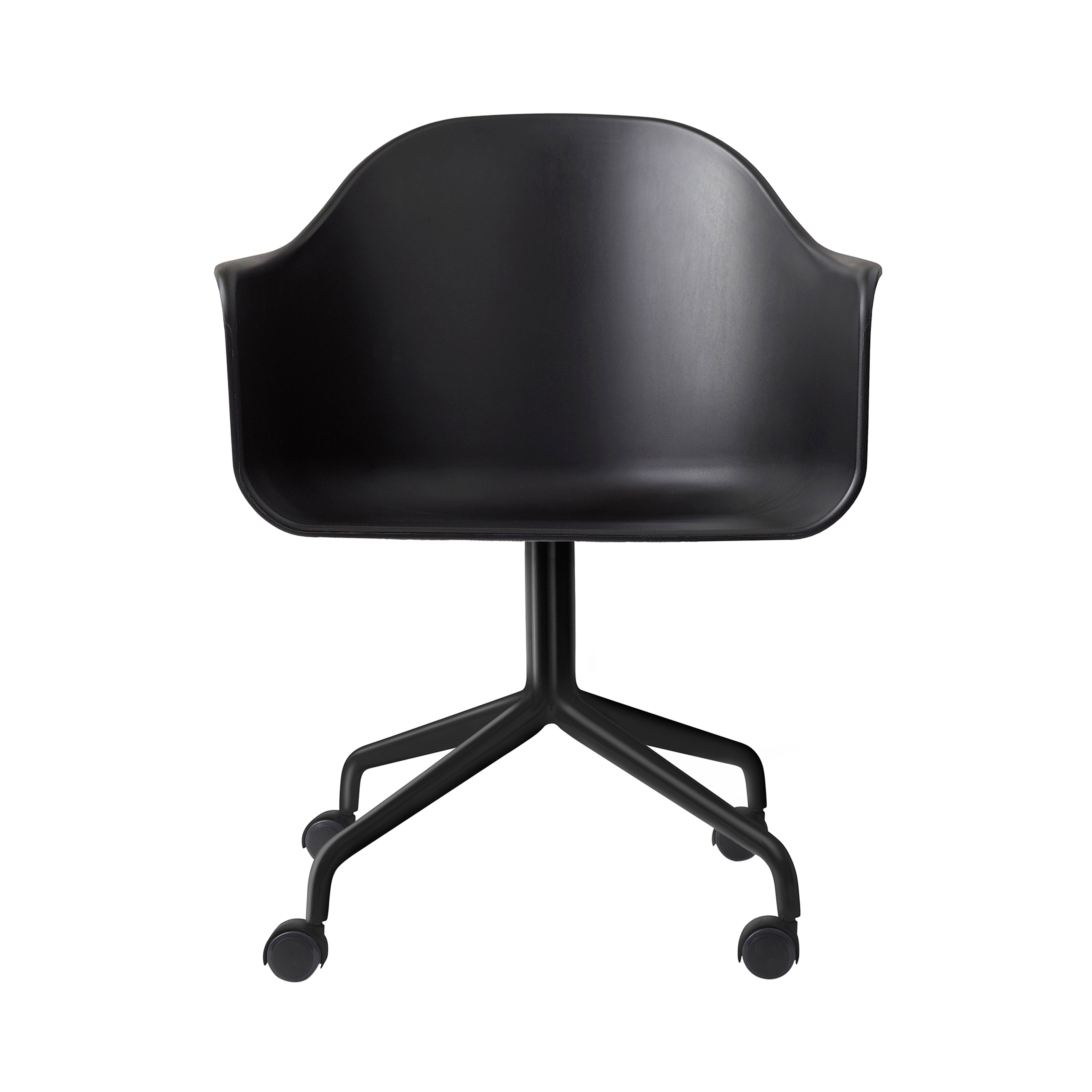 Harbour Dining Chair Star Base with Casters: Black Steel + Black