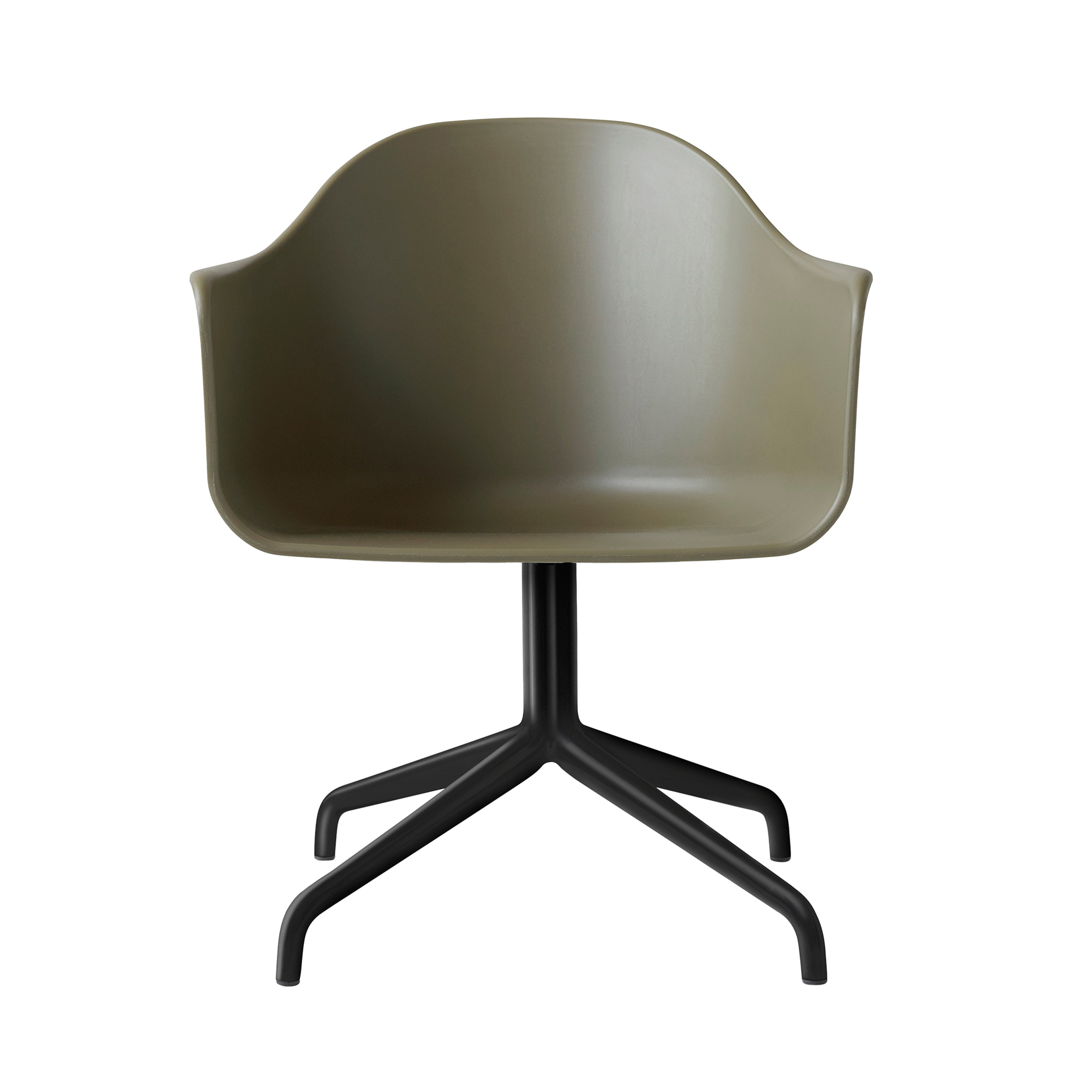 Harbour Dining Chair: Star Base + Return + Black Steel + Olive