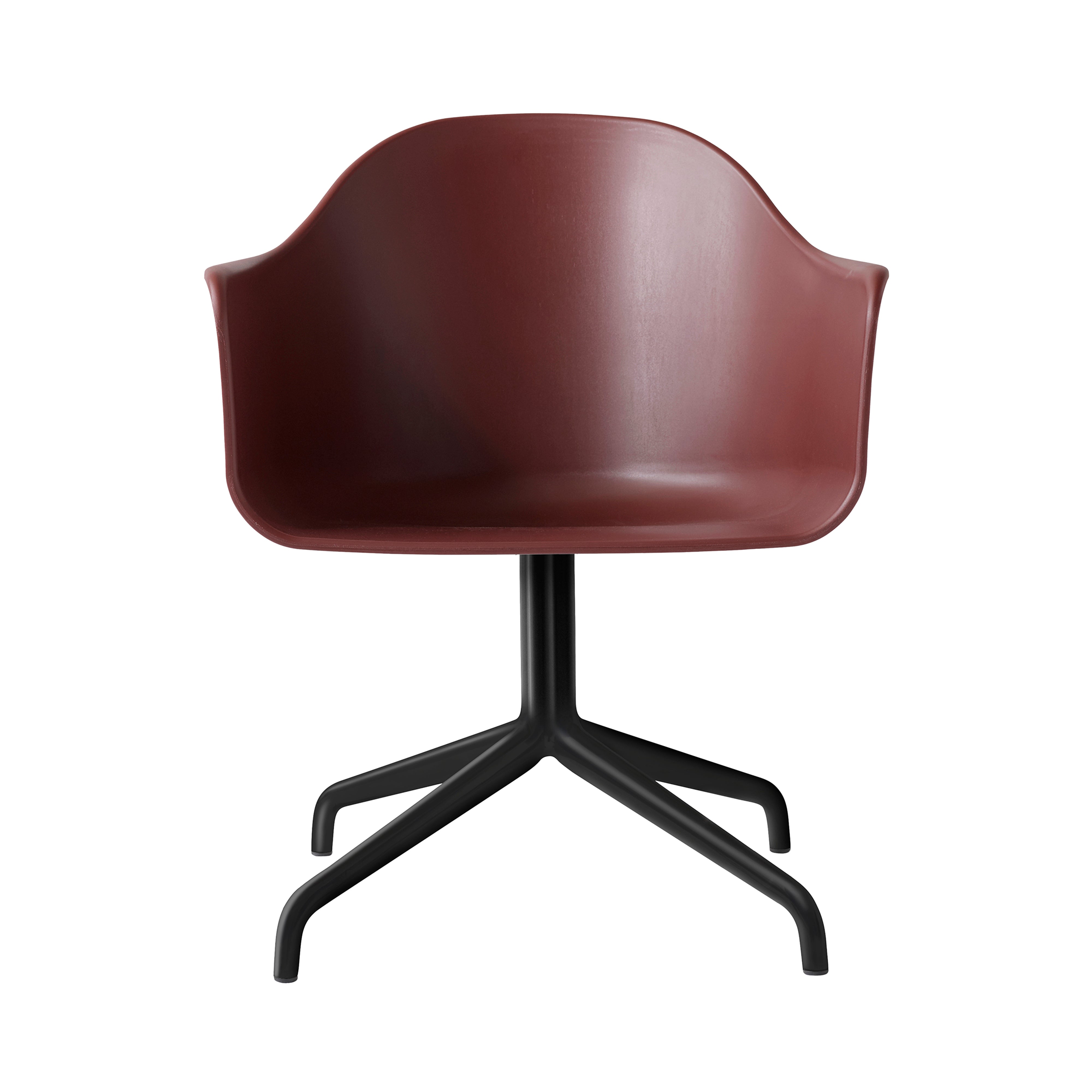 Harbour Dining Chair: Star Base + Black Steel + Burned Red