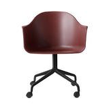 Harbour Dining Chair Star Base with Casters: Black Steel + Burned Red