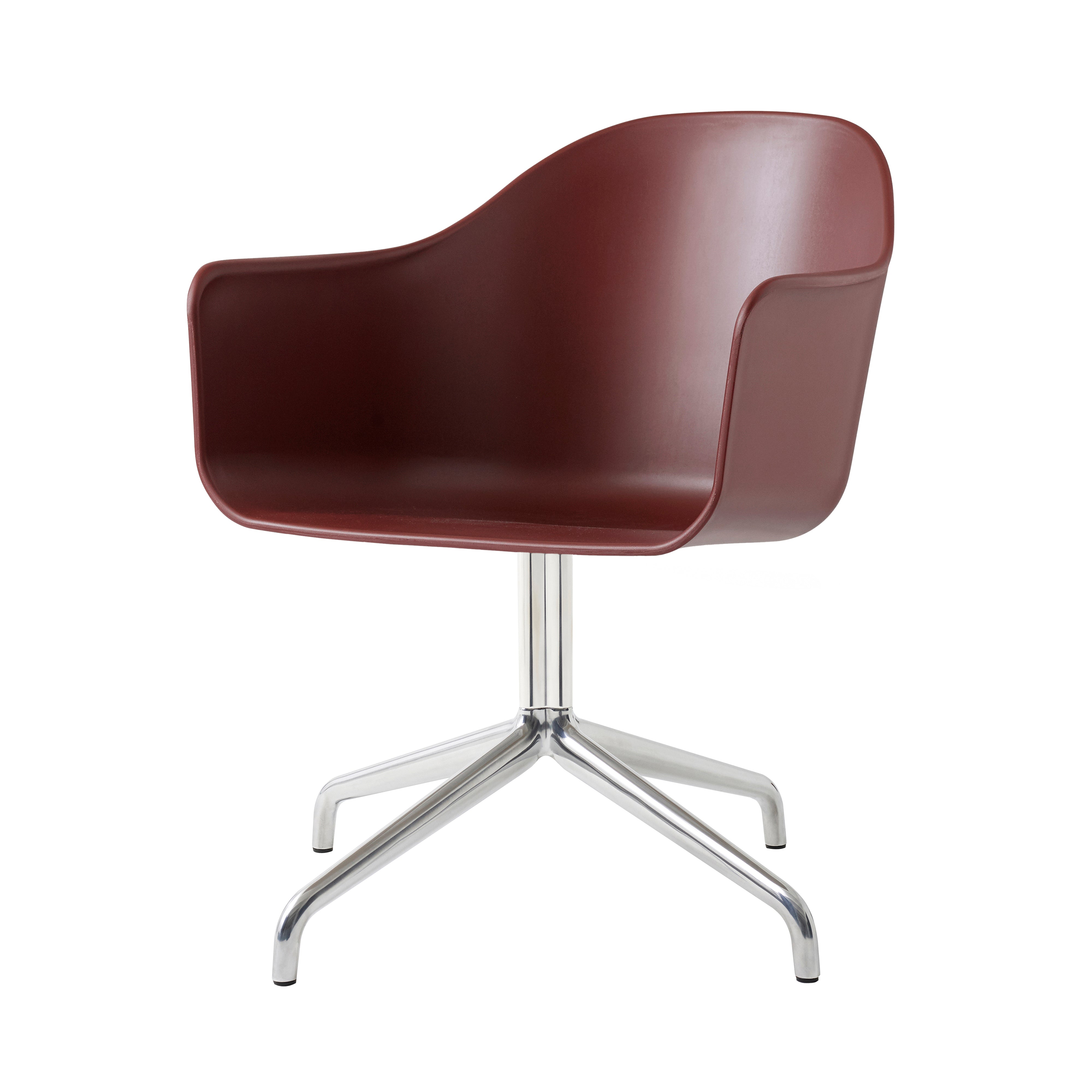 Harbour Dining Chair: Star Base + Return + Polished Aluminum + Burned Red