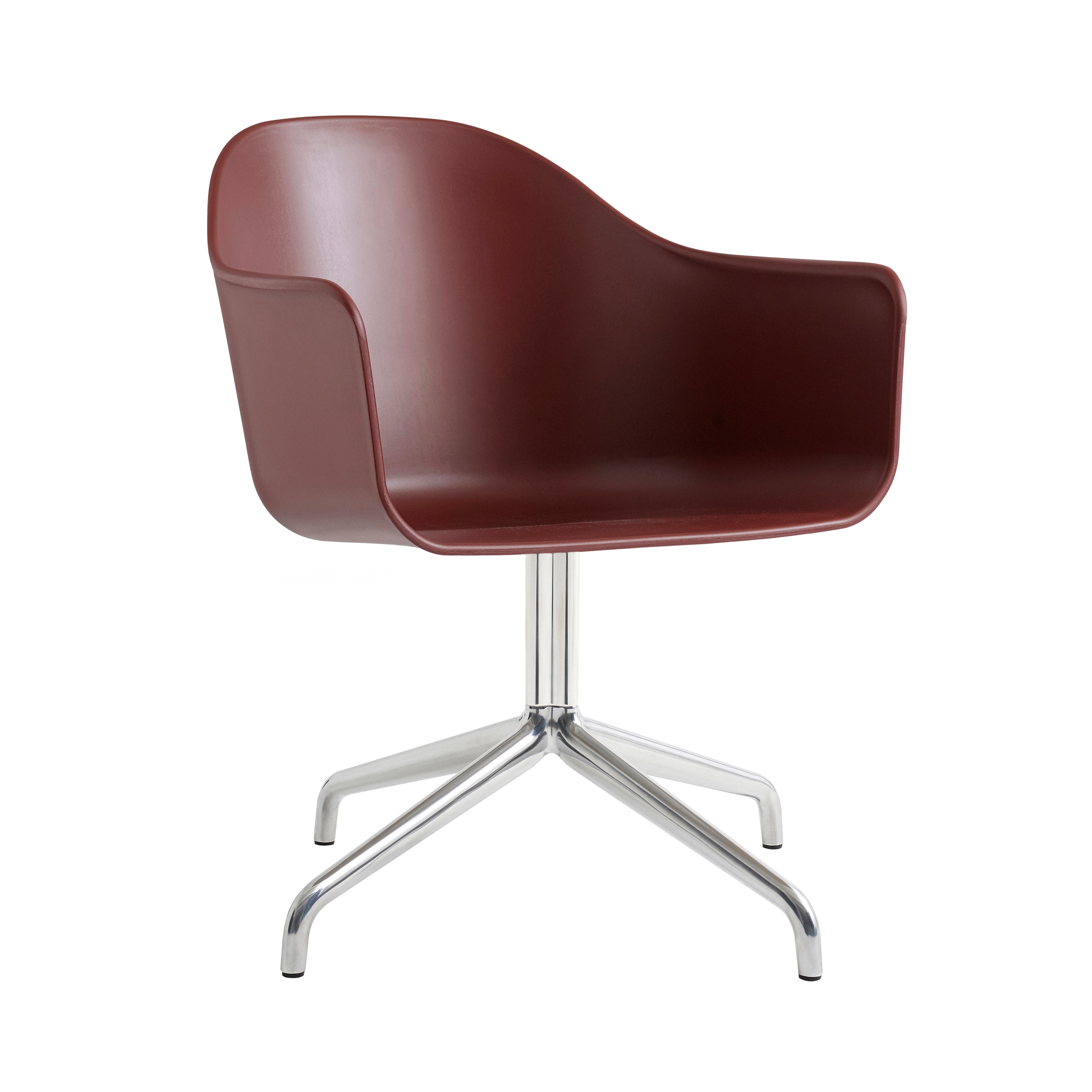 Harbour Dining Chair: Star Base + Polished Aluminum + Burned Red