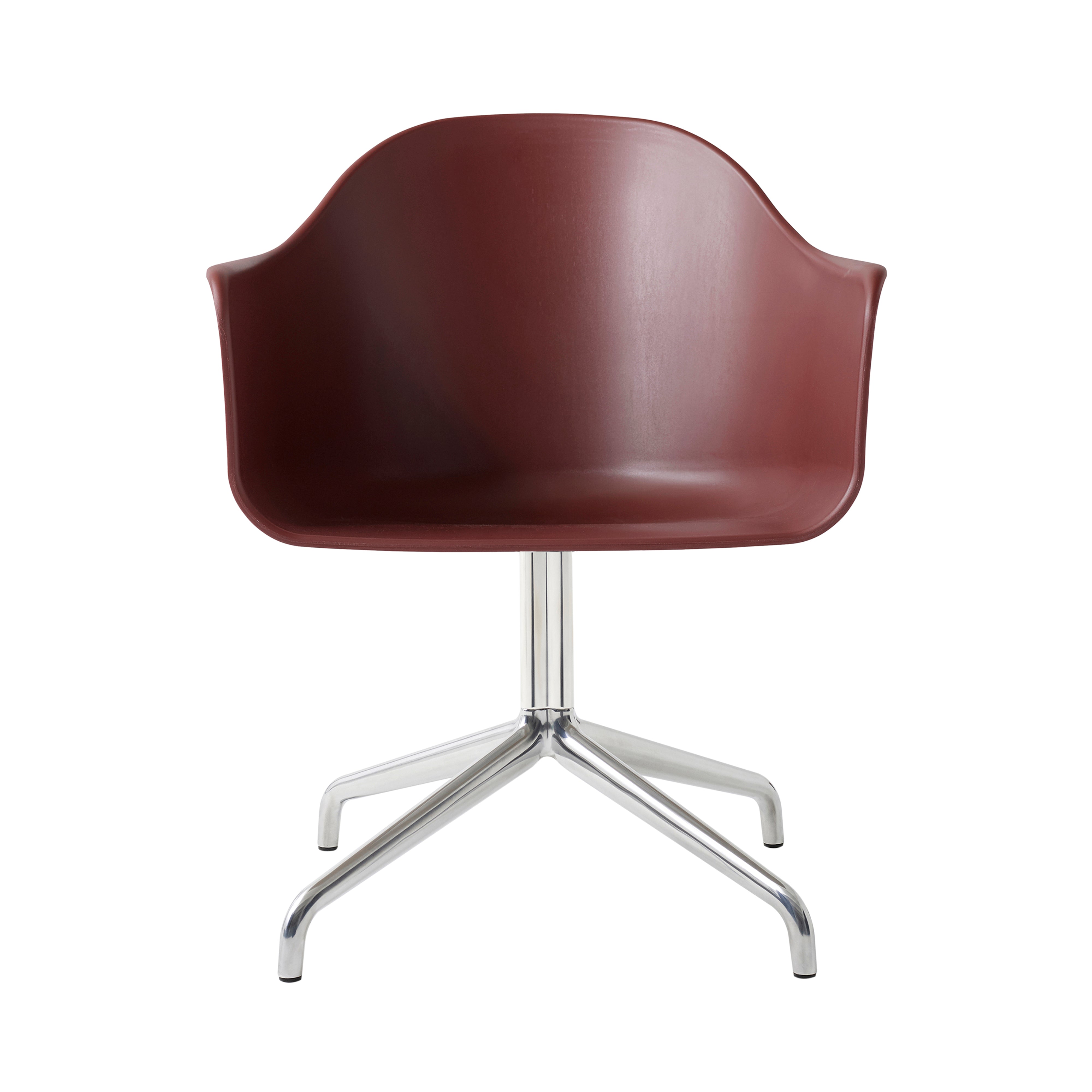 Harbour Dining Chair: Star Base + Polished Aluminum + Burned Red