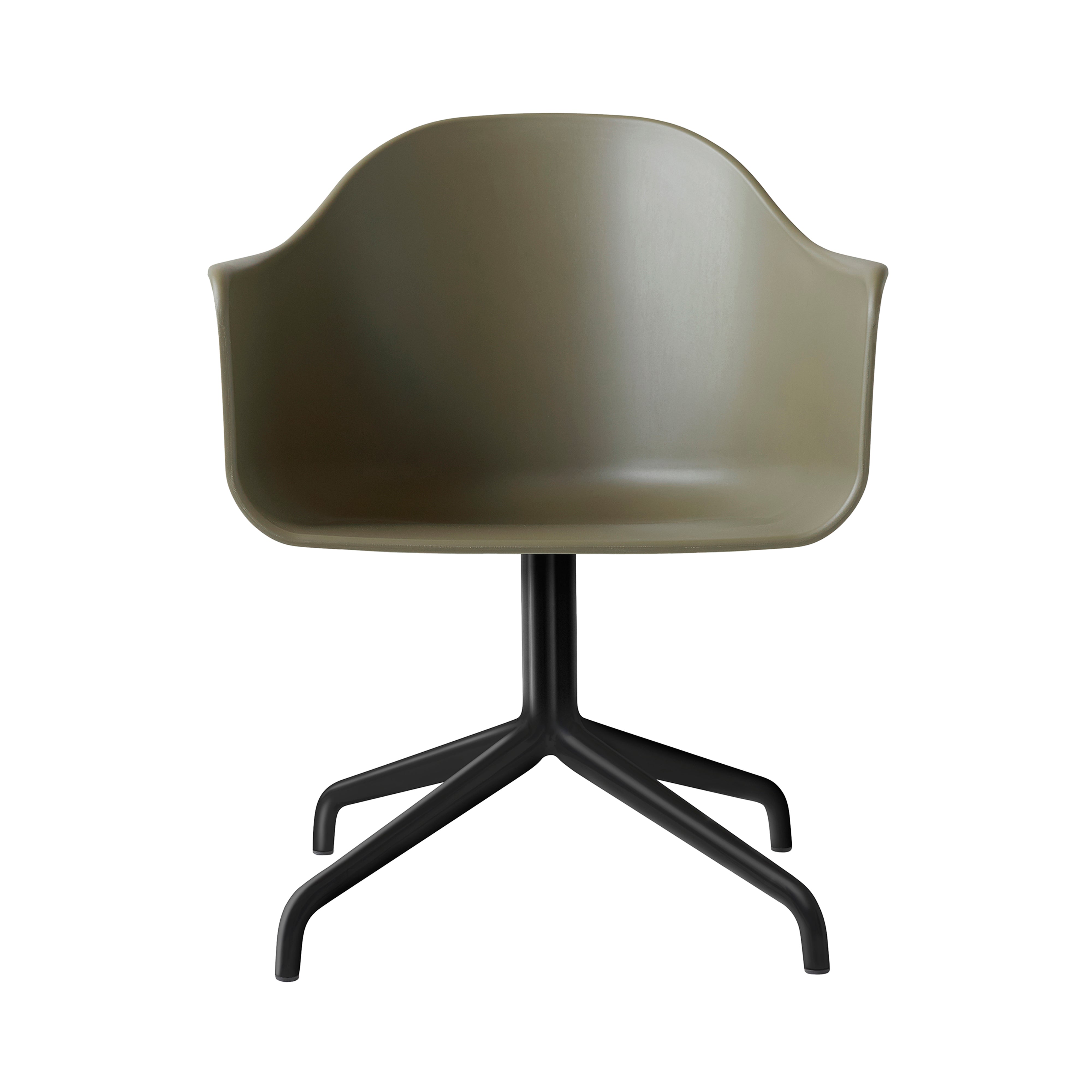 Harbour Dining Chair: Star Base + Black Steel + Olive
