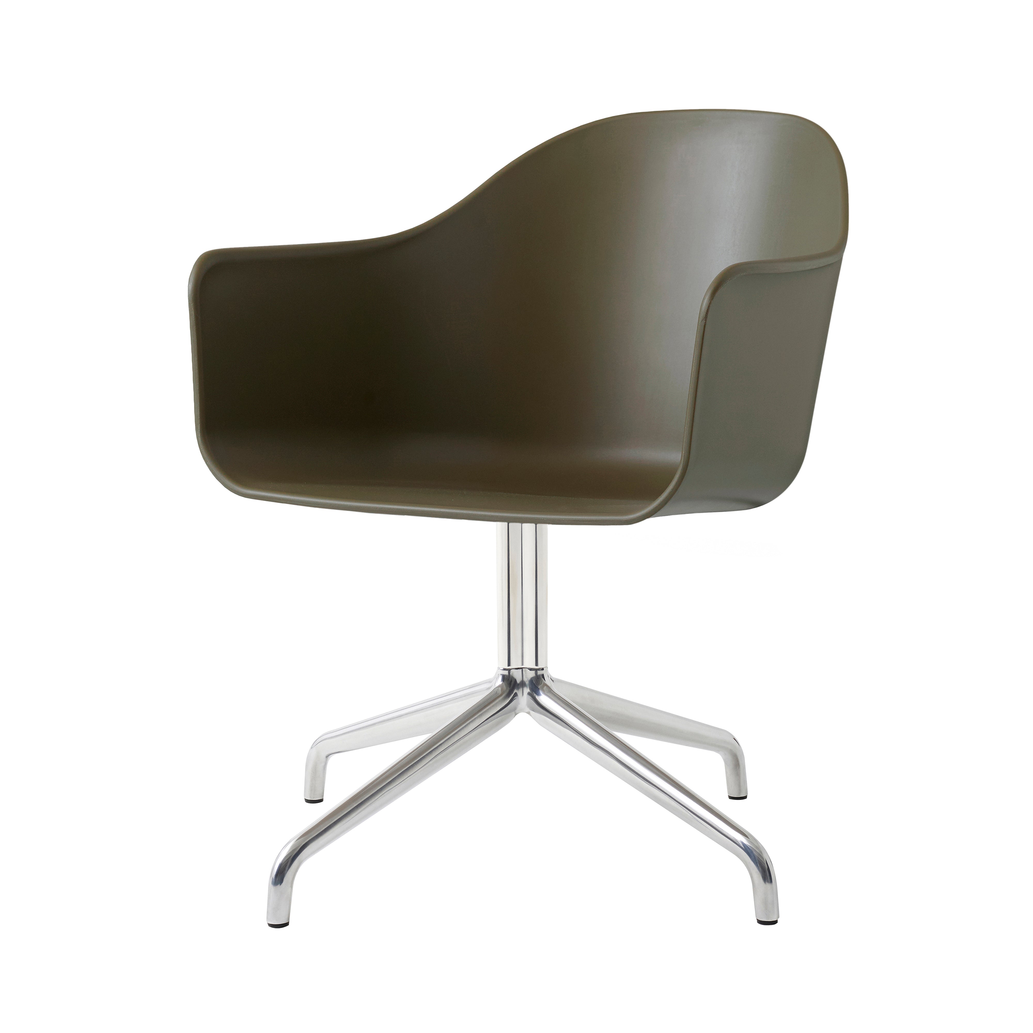 Harbour Dining Chair: Star Base + Polished Aluminum + Olive