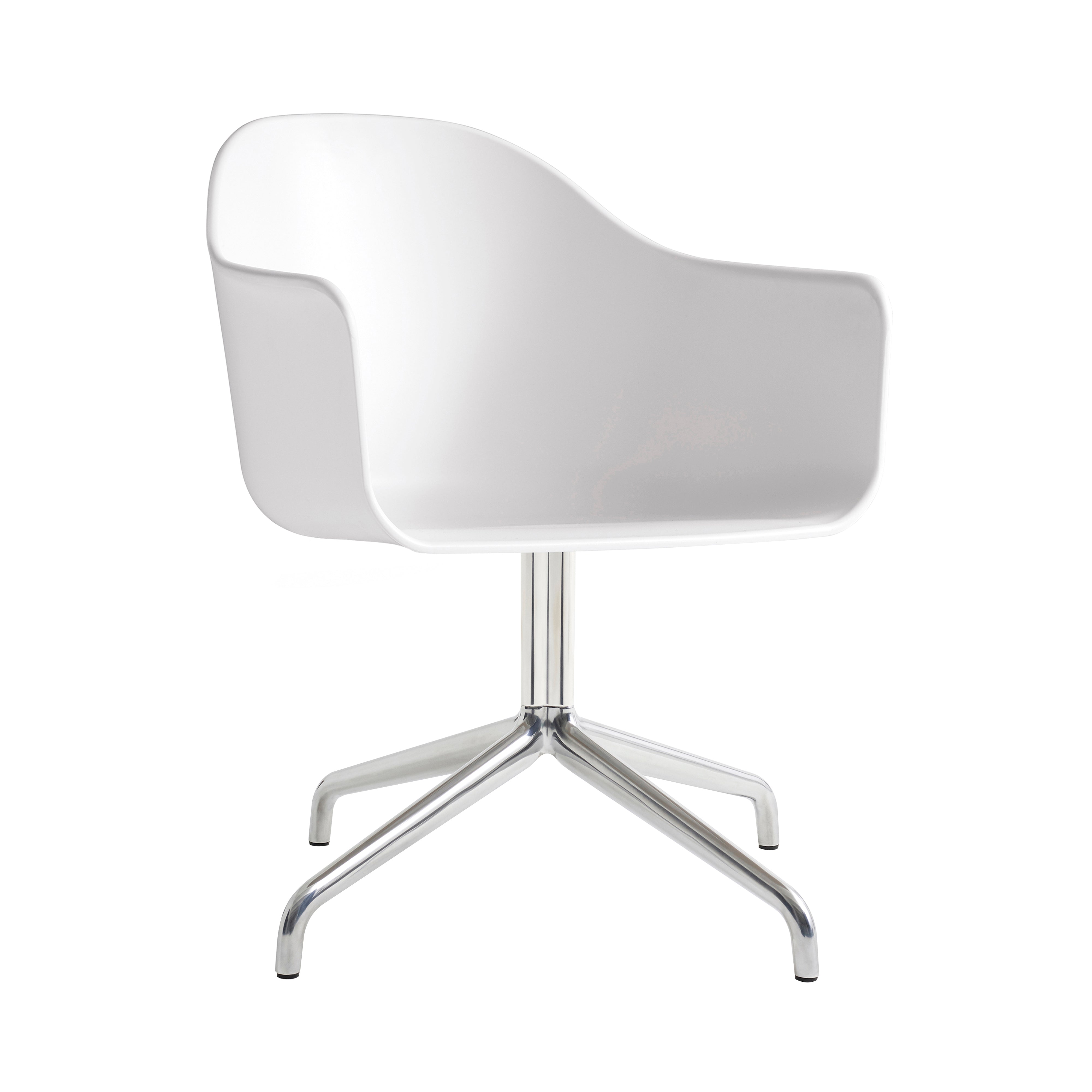 Harbour Dining Chair: Star Base + Polished Aluminum + White