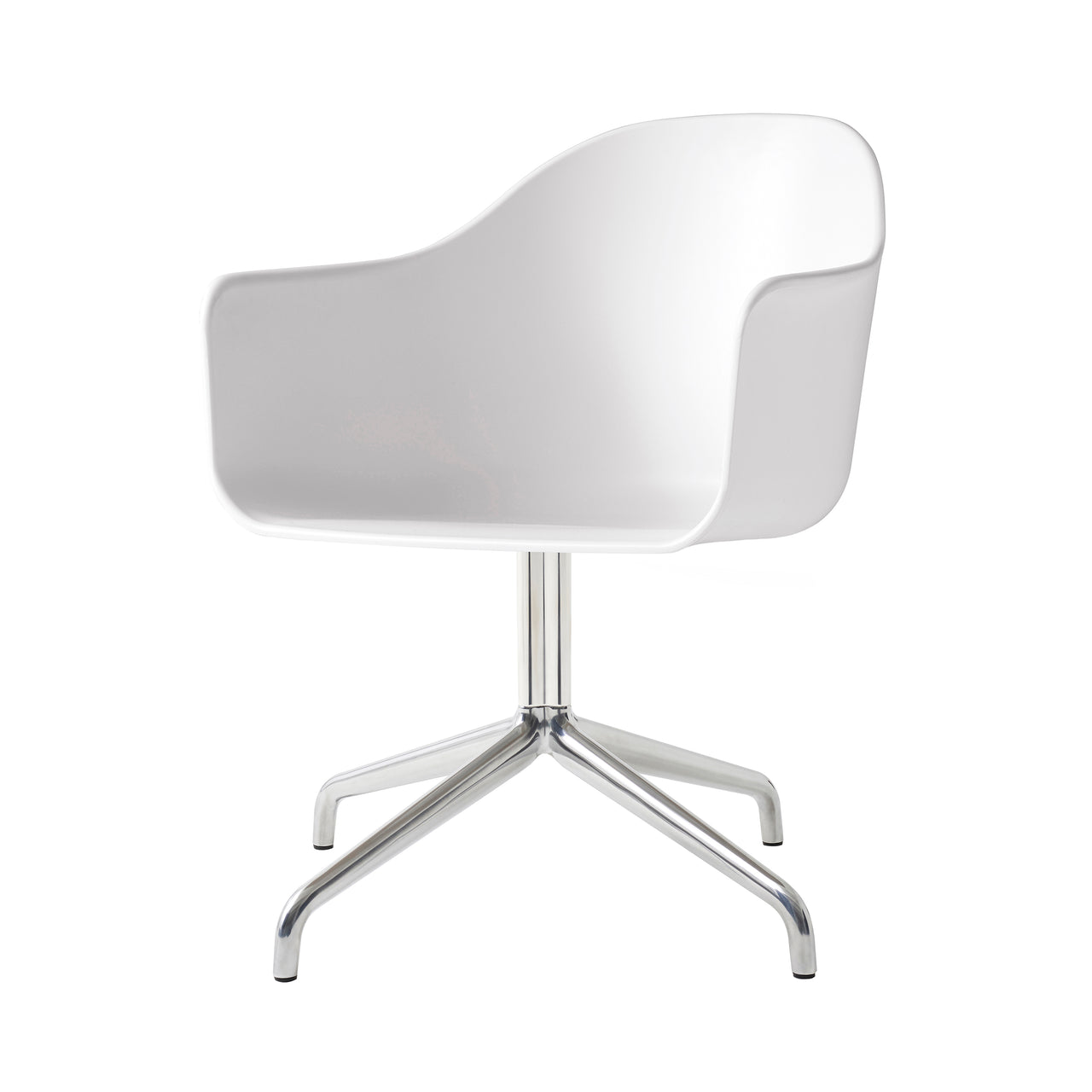 Harbour Dining Chair: Star Base + Polished Aluminum + White