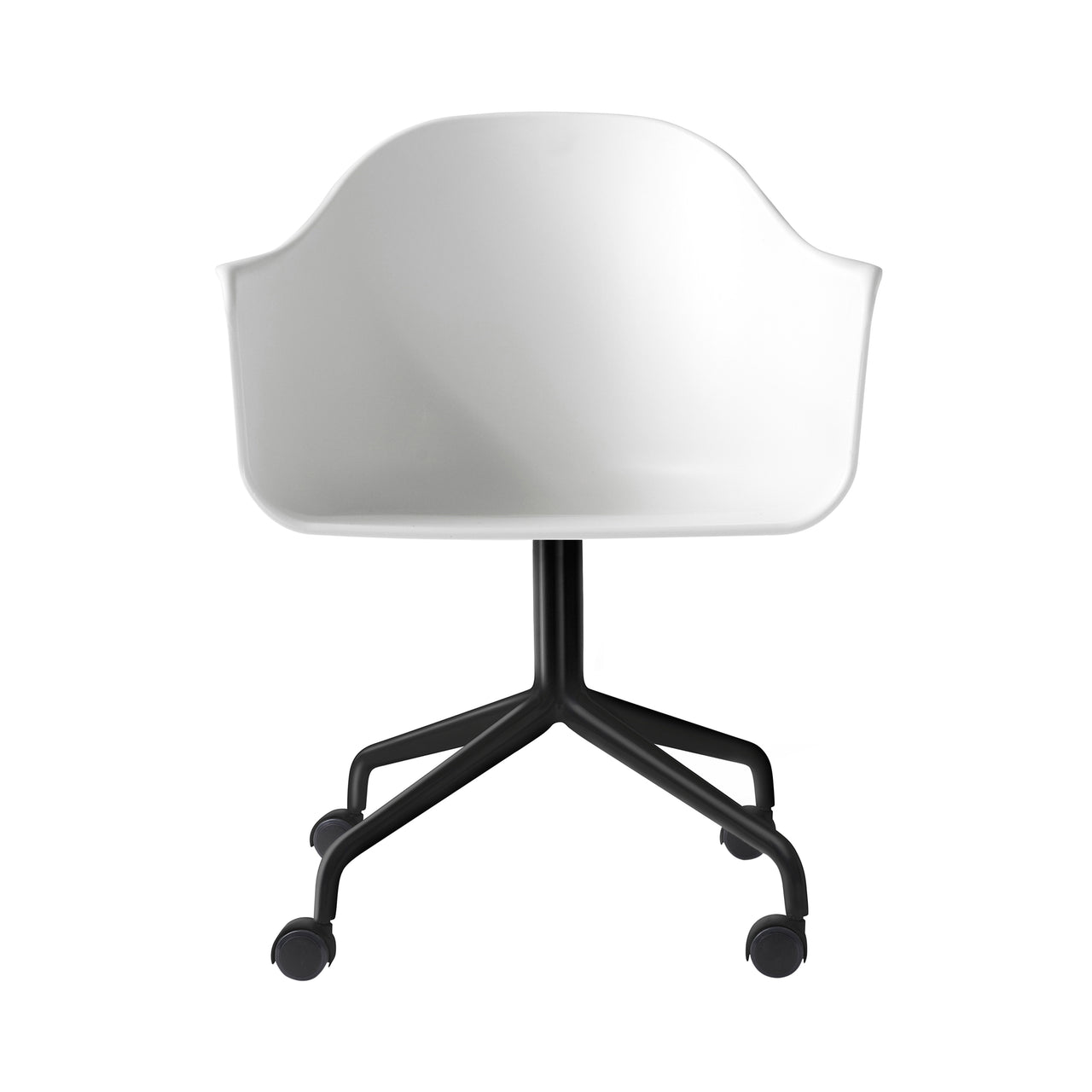 Harbour Dining Chair Star Base with Casters: Black Steel + White