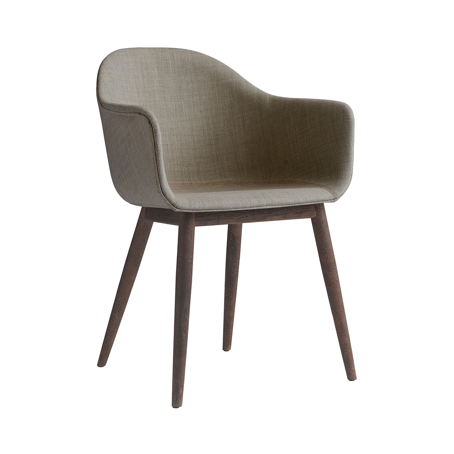 Harbour Dining Chair: Wood Base Upholstered + Dark Stained Oak + Boucle 2