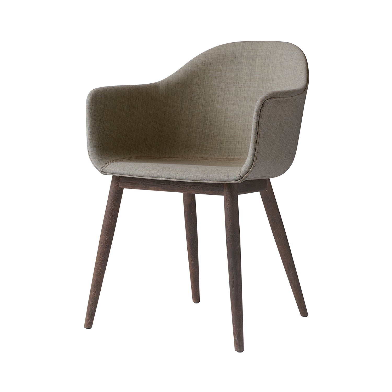 Harbour Dining Chair: Wood Base Upholstered + Dark Stained Oak + Boucle 2