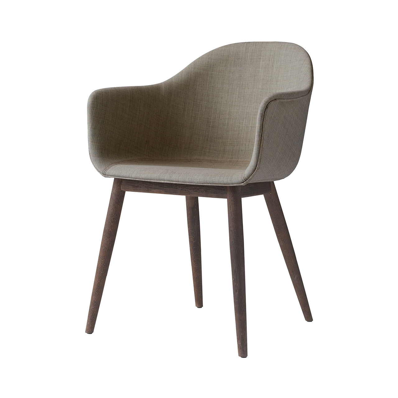 Harbour Dining Chair: Wood Base Upholstered + Dark Stained Oak + Boucle 2