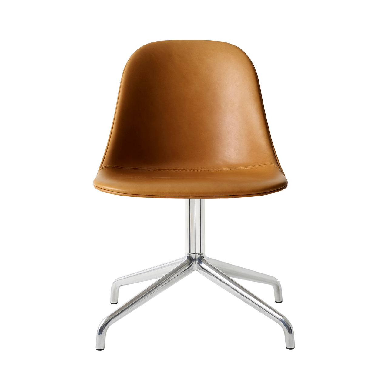 Harbour Swivel Side Chair: Upholstered + Polished Aluminum + Dakar 0250