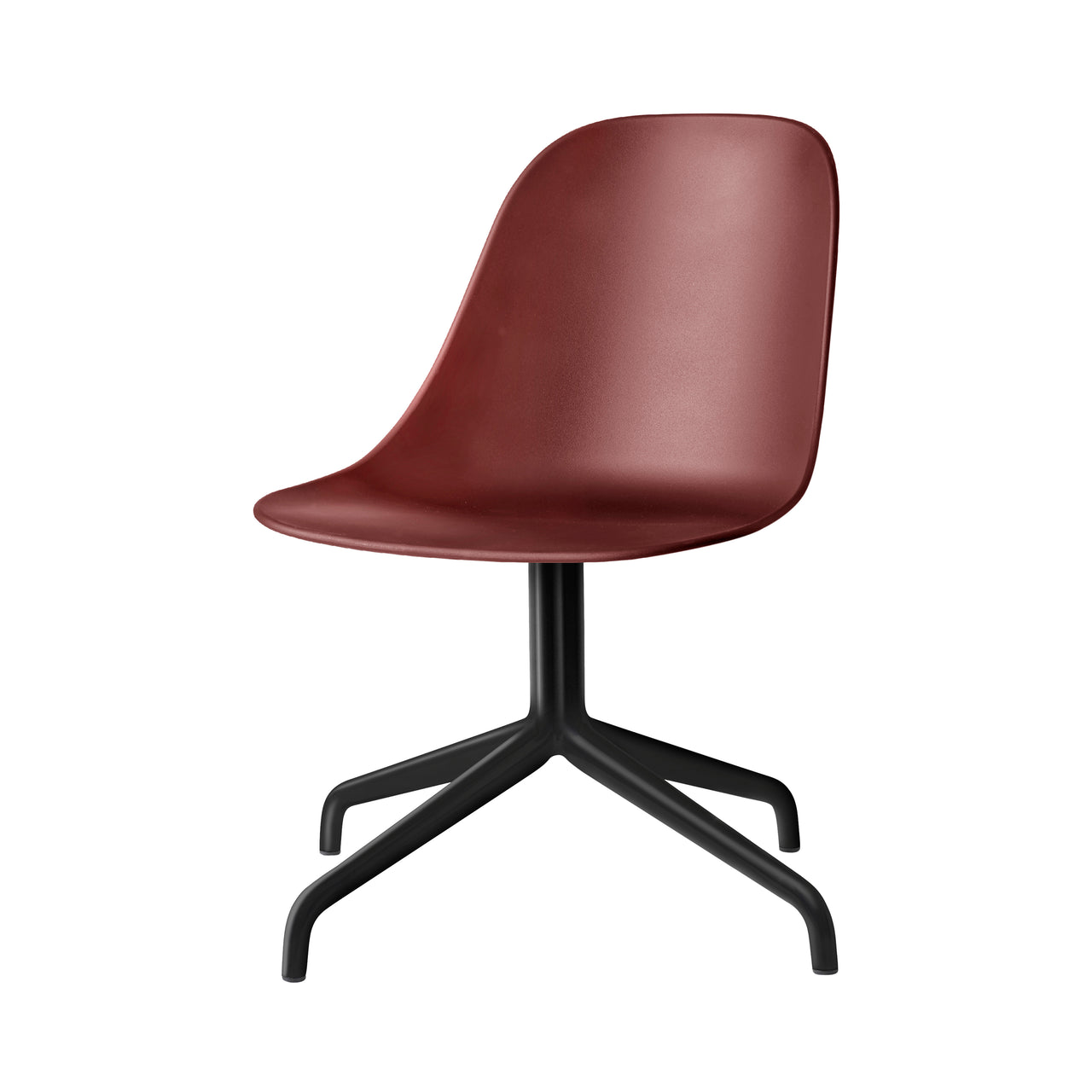 Harbour Swivel Side Chair: Black Steel + Burned Red