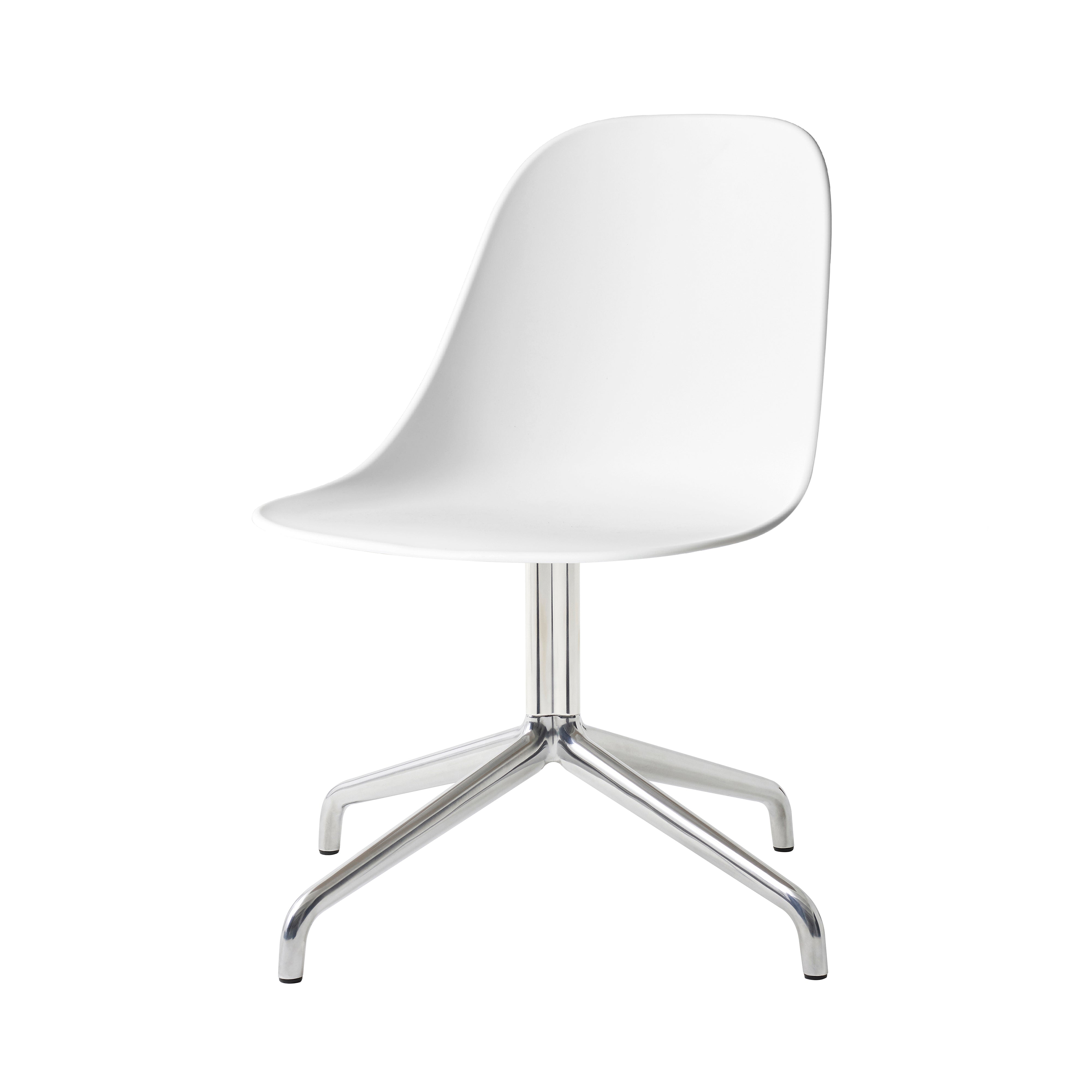 Harbour Swivel Side Chair: Polished Aluminum + White