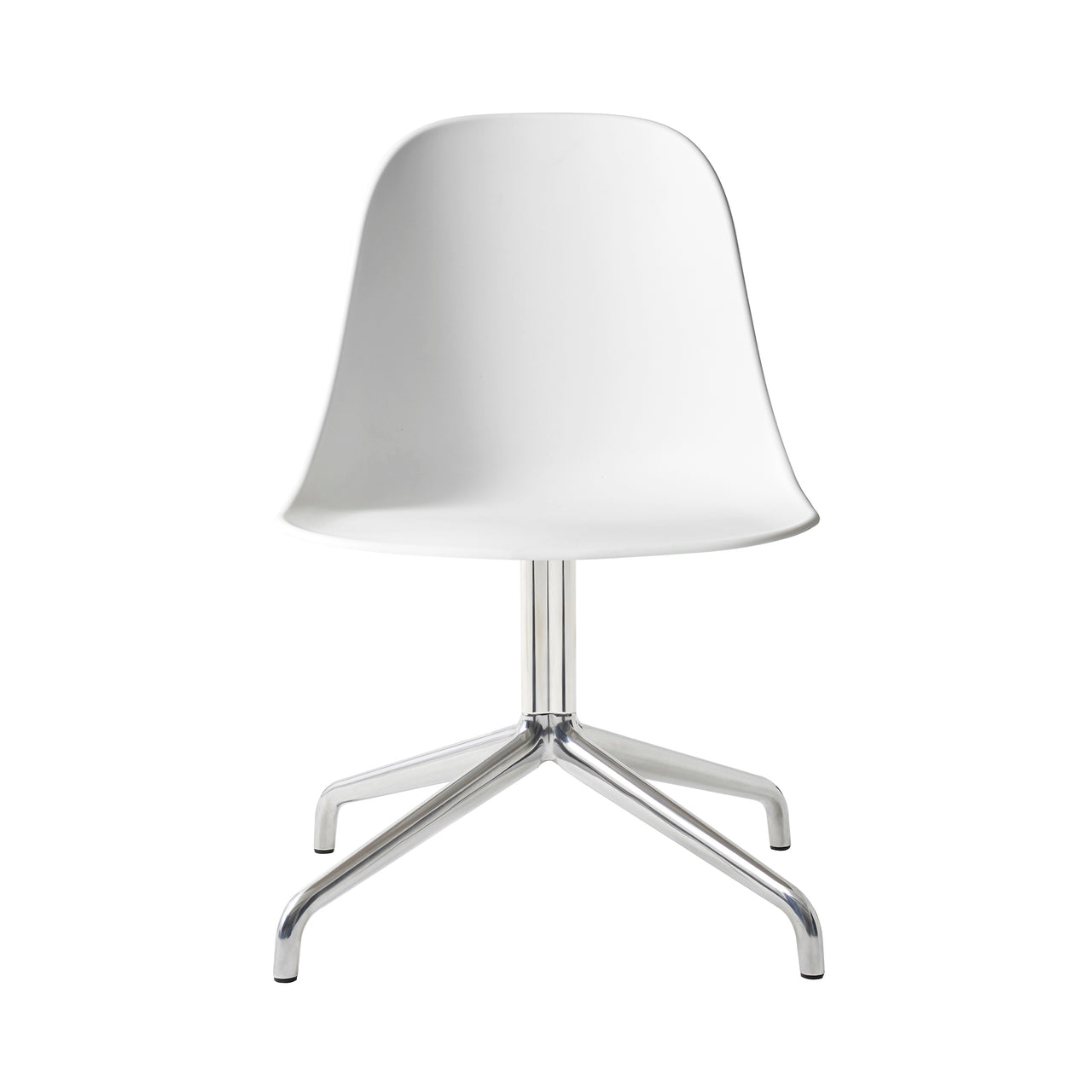 Harbour Swivel Side Chair: Polished Aluminum + White