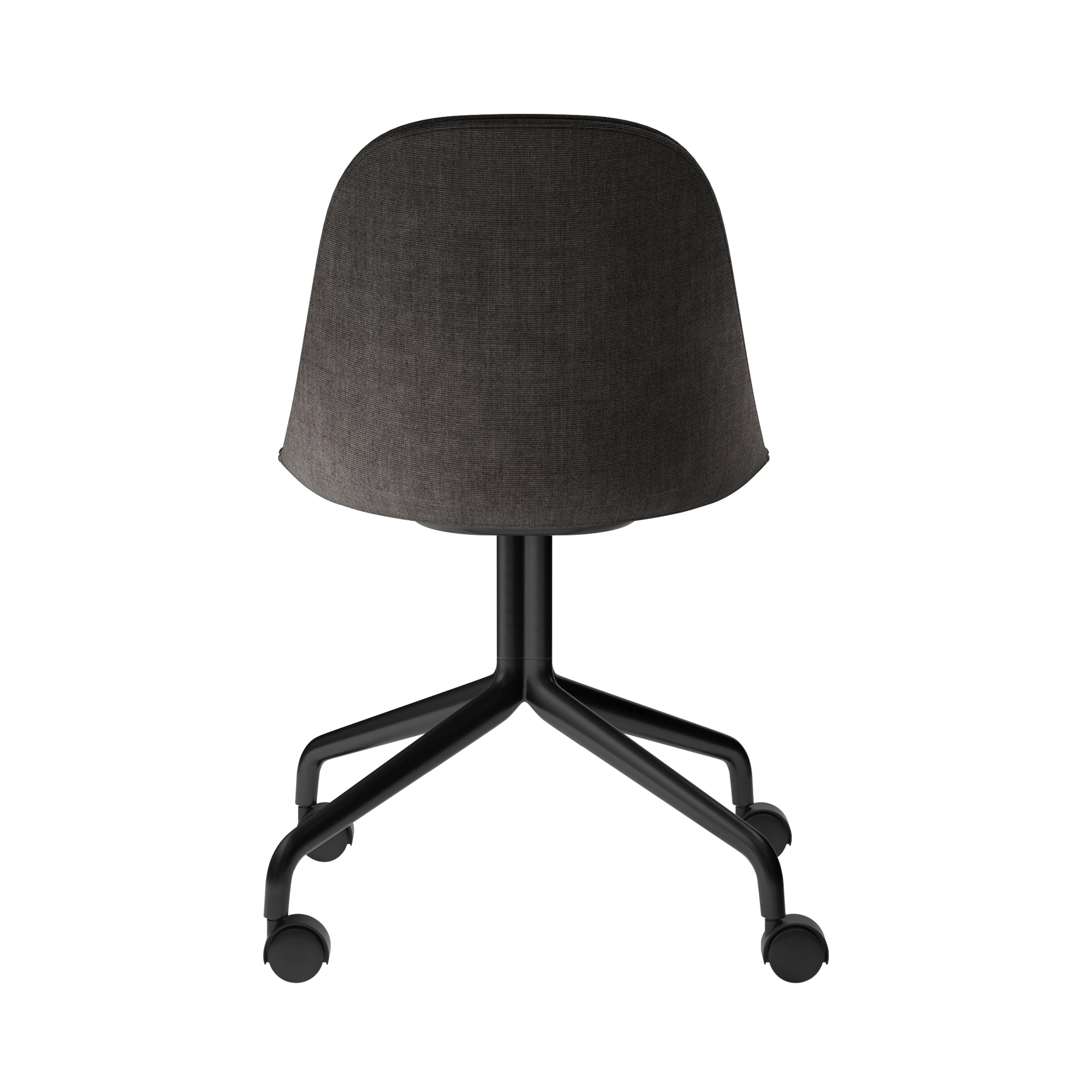 Harbour Swivel Side Chair with Casters: Upholstered + Black Steel