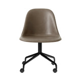Harbour Swivel Side Chair with Casters: Upholstered + Black Steel + Dakar 0311