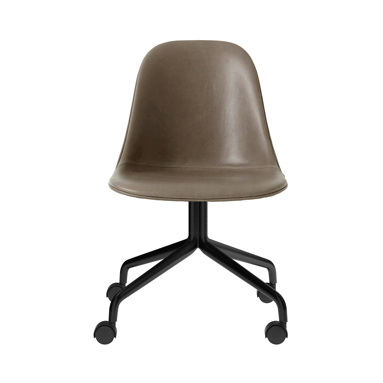 Harbour Swivel Side Chair with Casters: Upholstered + Black Aluminum + Dakar 0311