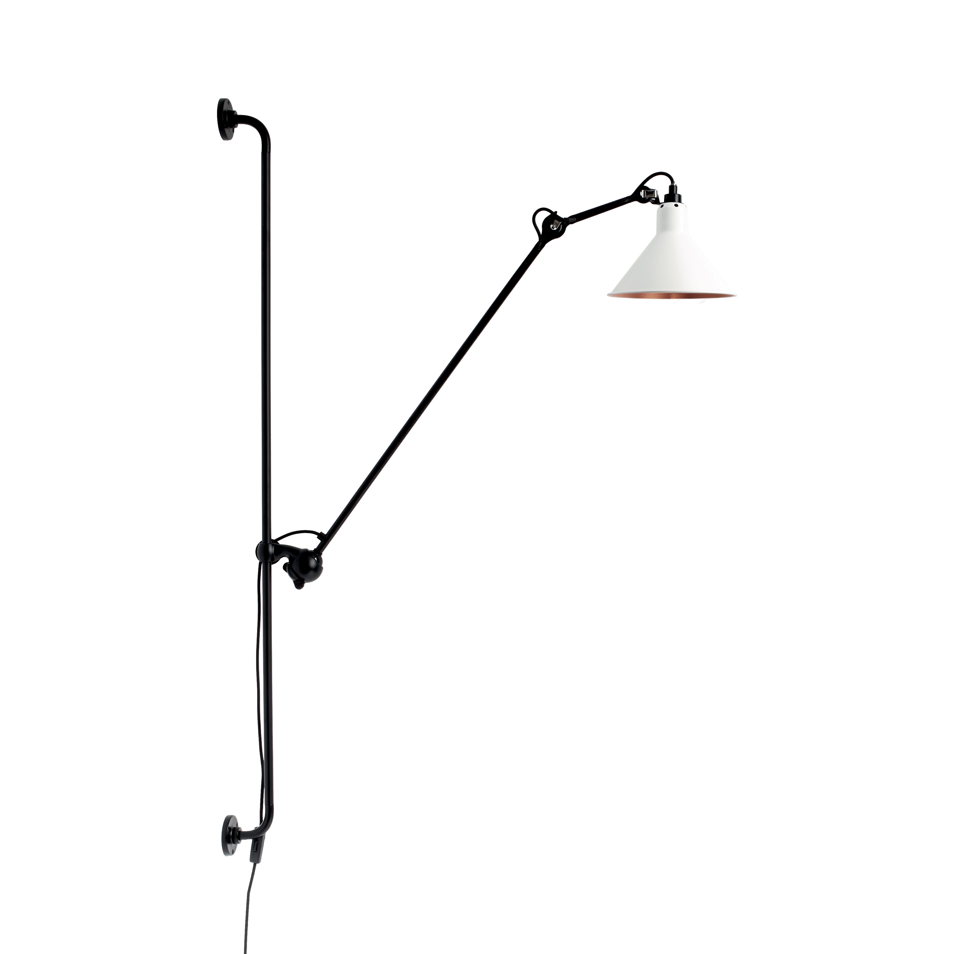 Lampe Gras N°214 Lamp: White + Copper + Conic