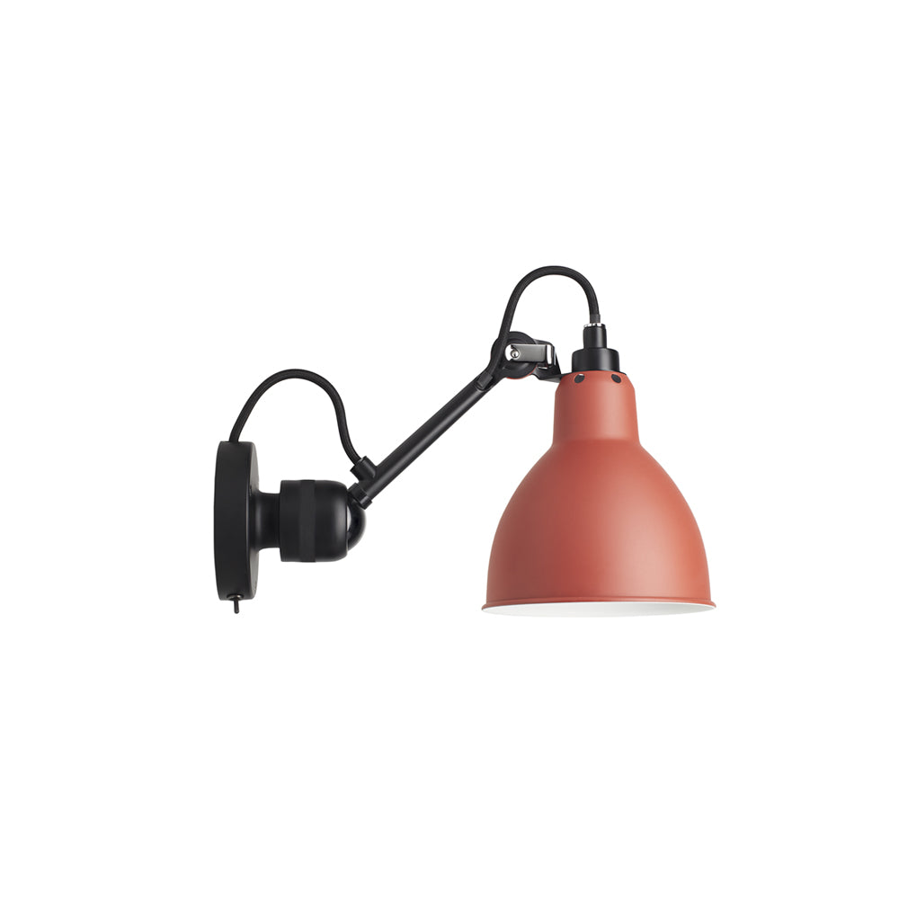 Lampe Gras N°304 Lamp with Switch: Black + Red + Round