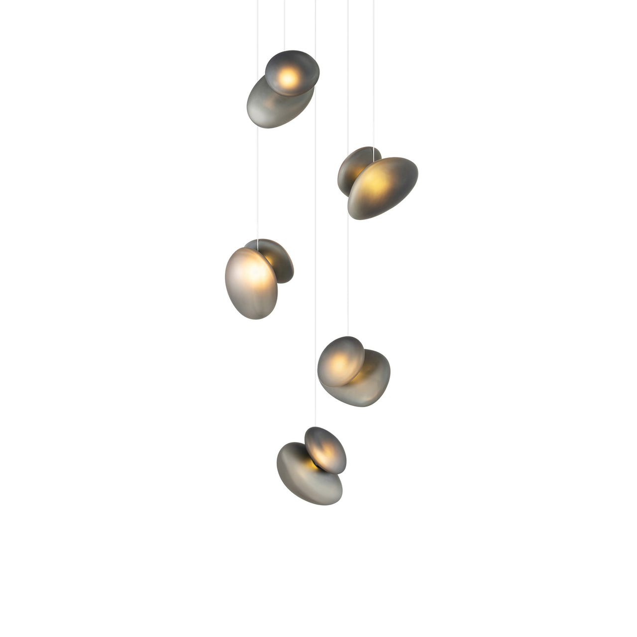 Pebble Chandelier 5: Cluster + Slate + White Sandtex