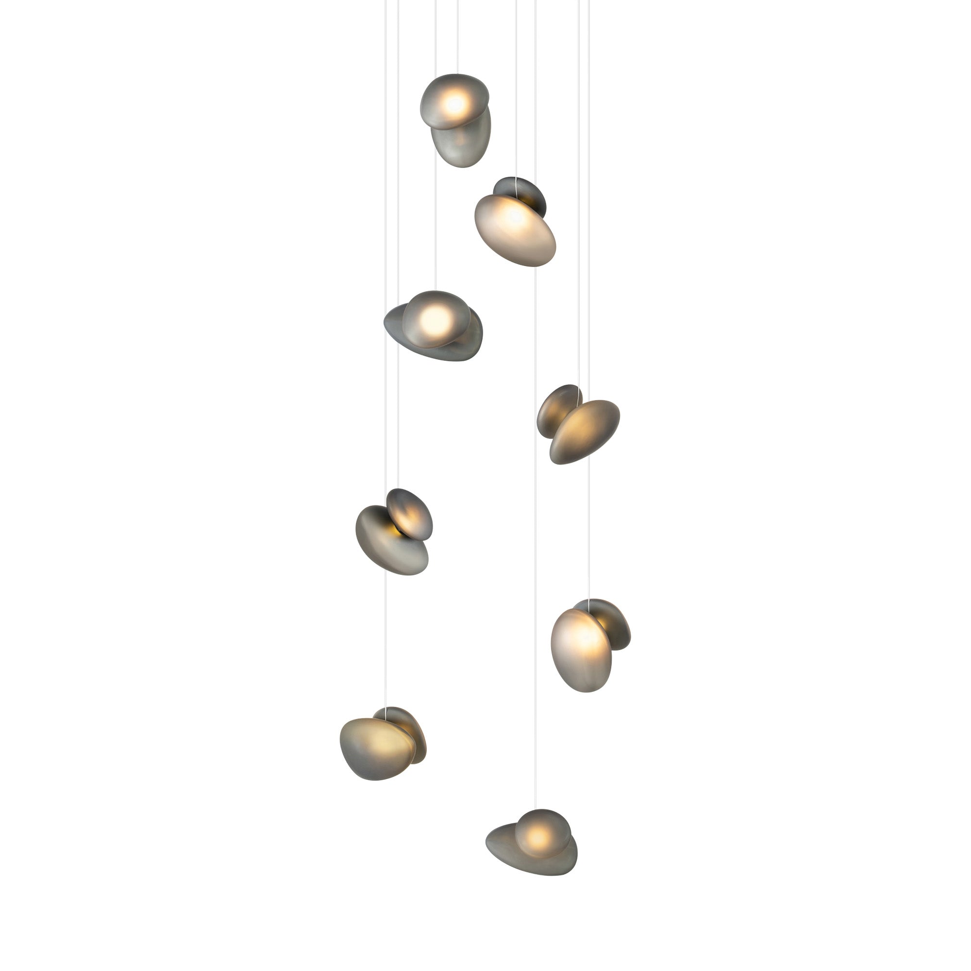 Pebble Chandelier 8: Cluster + Slate + White Sandtex