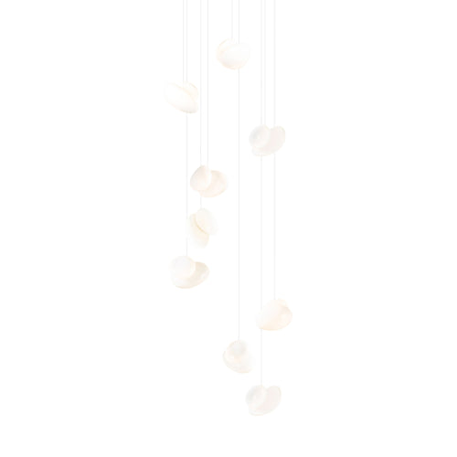 Pebble Chandelier 9: Cluster + Pearl + White Sandtex