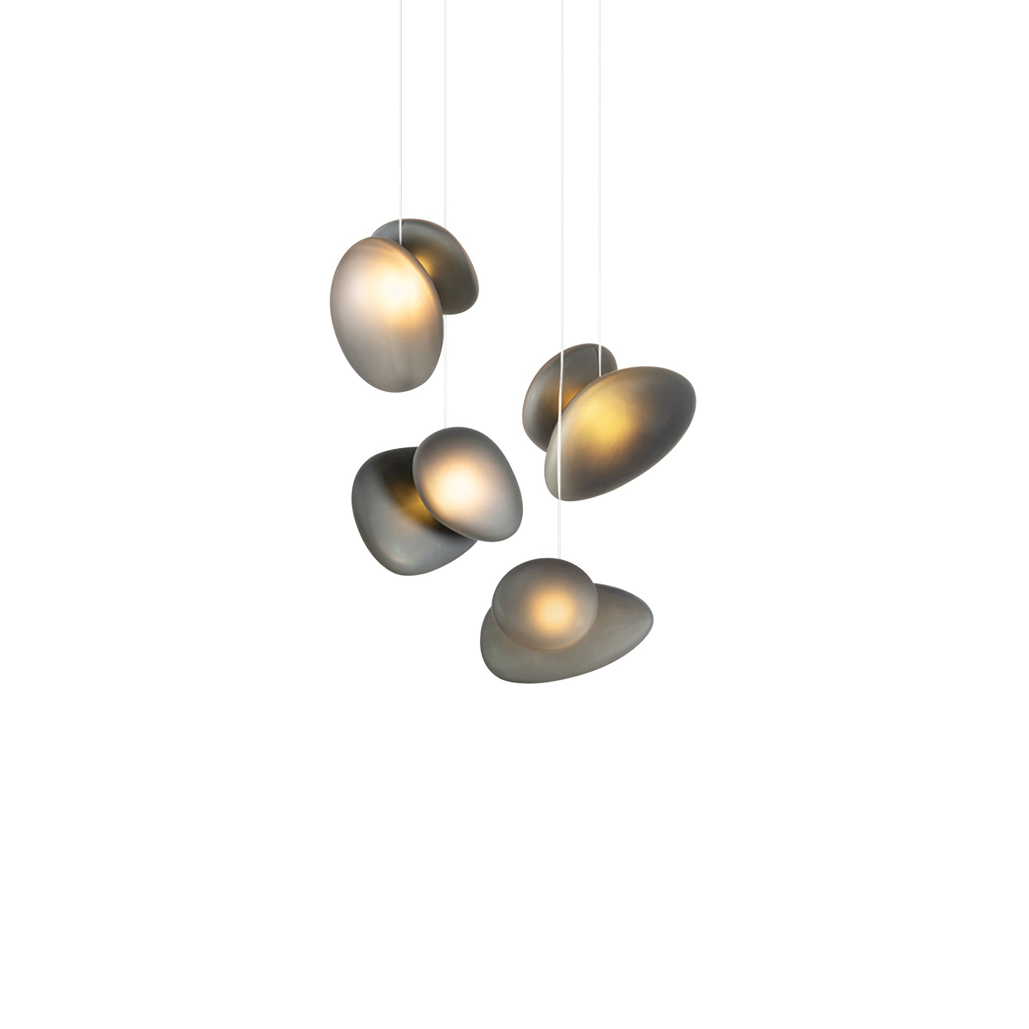 Pebble Chandelier 4: Double Helix + Slate + White Sandtex