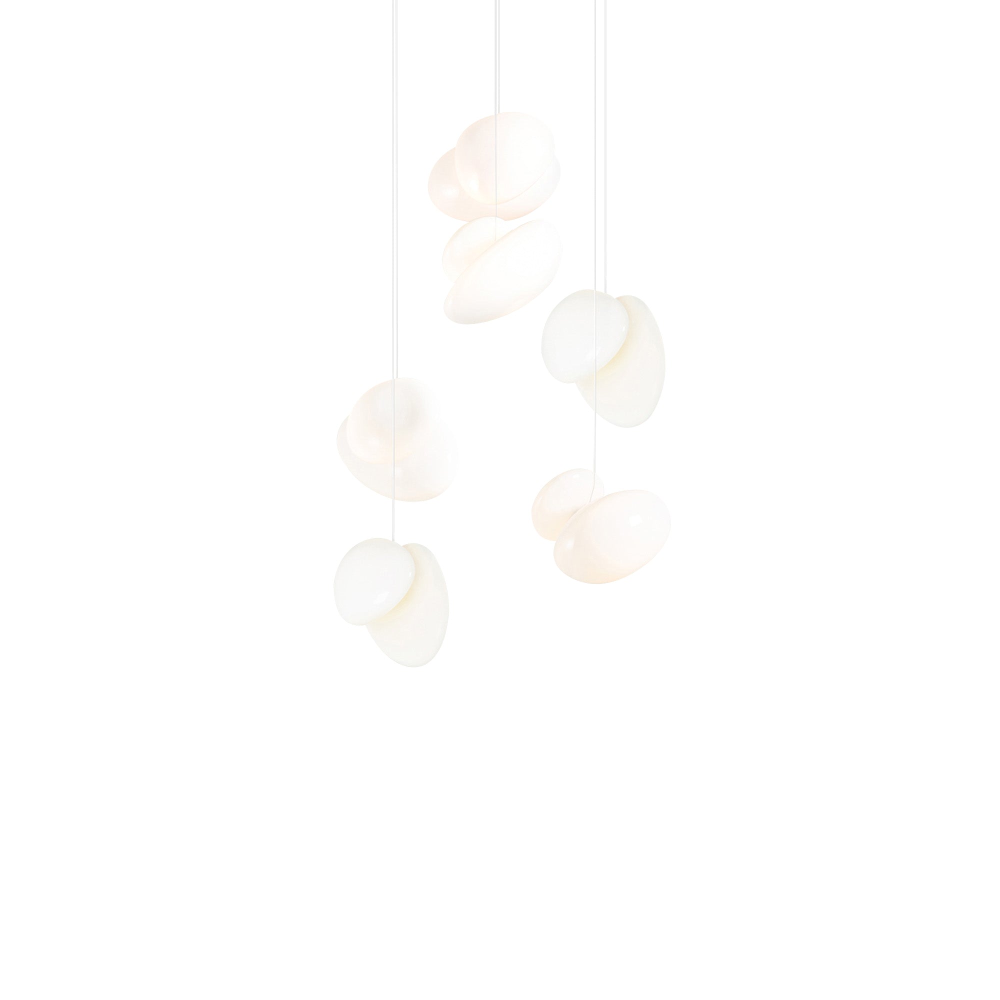 Pebble Chandelier 6: Double Helix + Pearl + White Sandtex