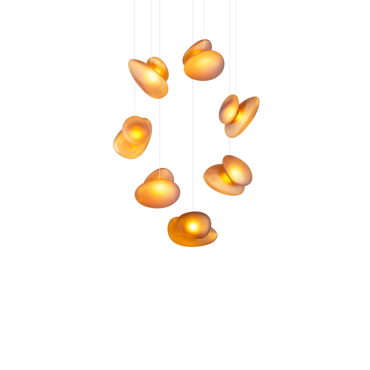 Pebble Chandelier 7: Double Helix + Citrine + White Sandtex